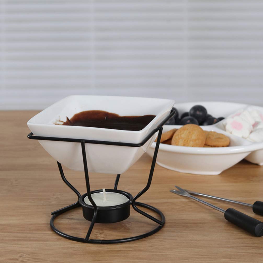 YARNOW Ceramic Butter Warmer Fondue Pot Set with Tealight Candle - Chocolate Melting Pot for Cheese, Butter & Chocolate - Perfect for Fondue Parties, Romantic Dinners & Dessert Making
