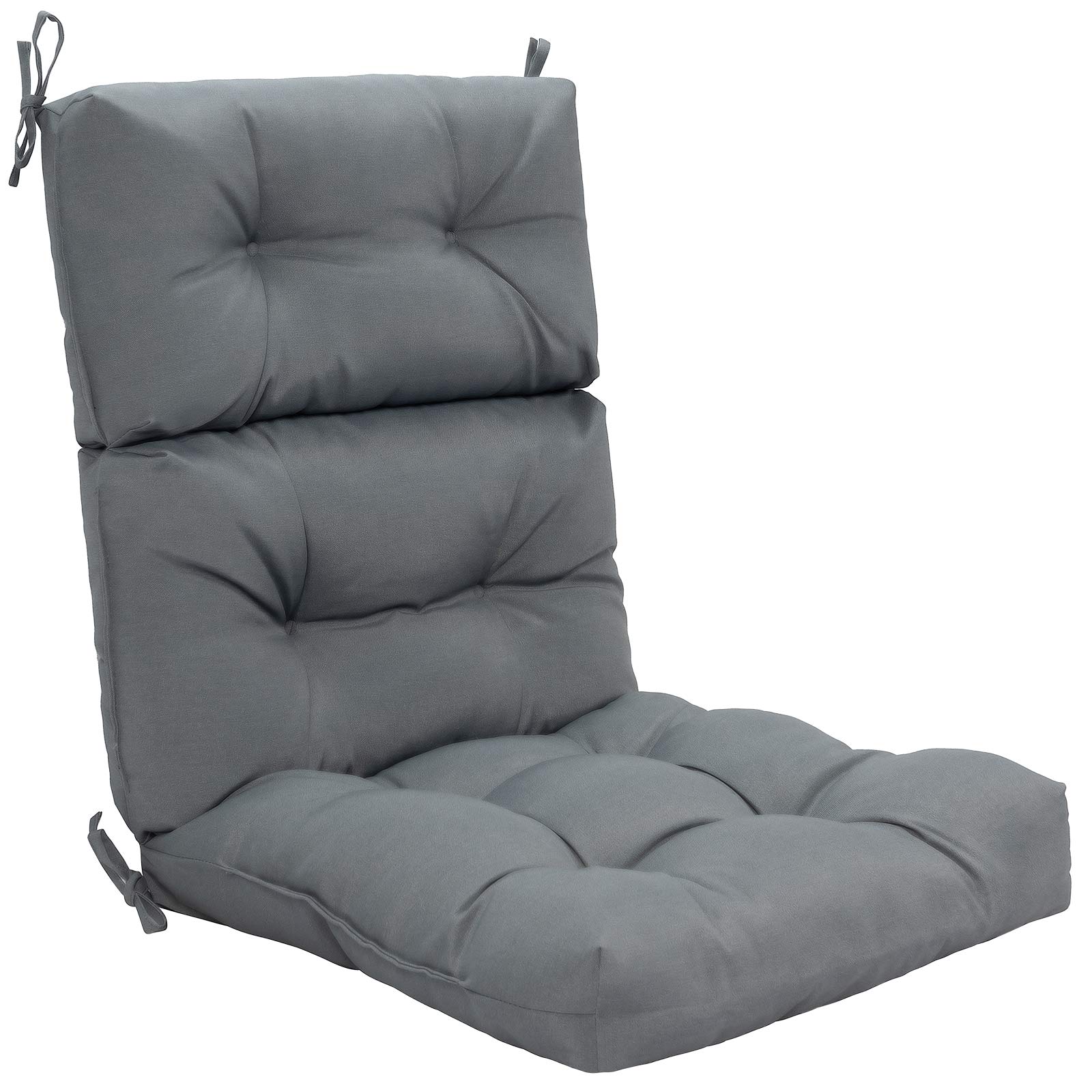 **Tangkula High Back Patio Chair Cushion Set of 2 – Tufted Non-Slip Outdoor Seat Cushions with Ties for Rocker, Glider & Wicker Furniture – Water-Resistant Grey Cushions for Indoor & Outdoor Use (Perfect for Porch, Deck, Garden & Poolside Relaxation)**