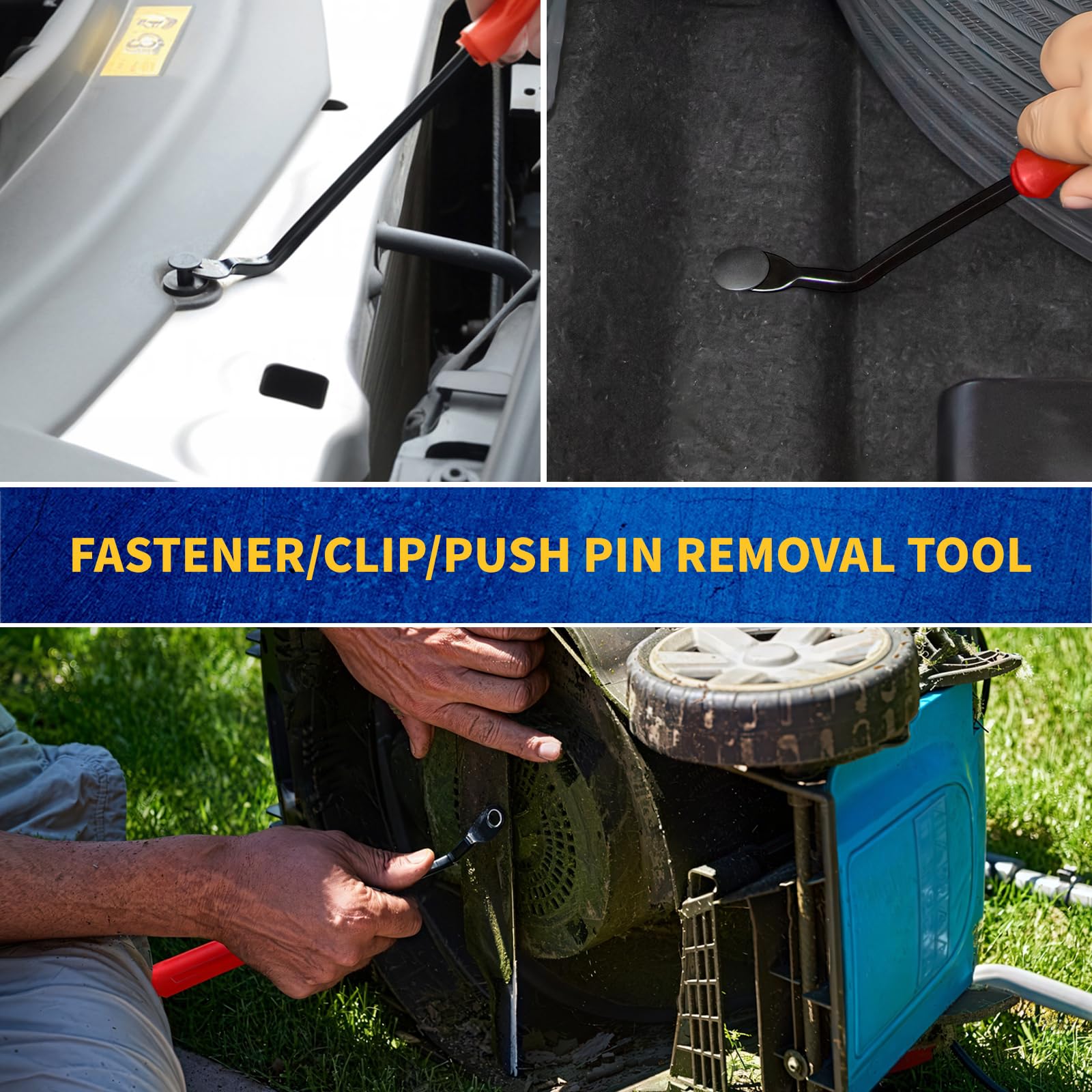 5-Piece Car Trim Removal Tool Kit - Auto Clip Pry Tool for Door, Dash & Dashboard Panel Fasteners - Upholstery & Body Repair Tools with Push Pin Puller (Red) - Perfect for DIY Auto Detailing & Interior Maintenance