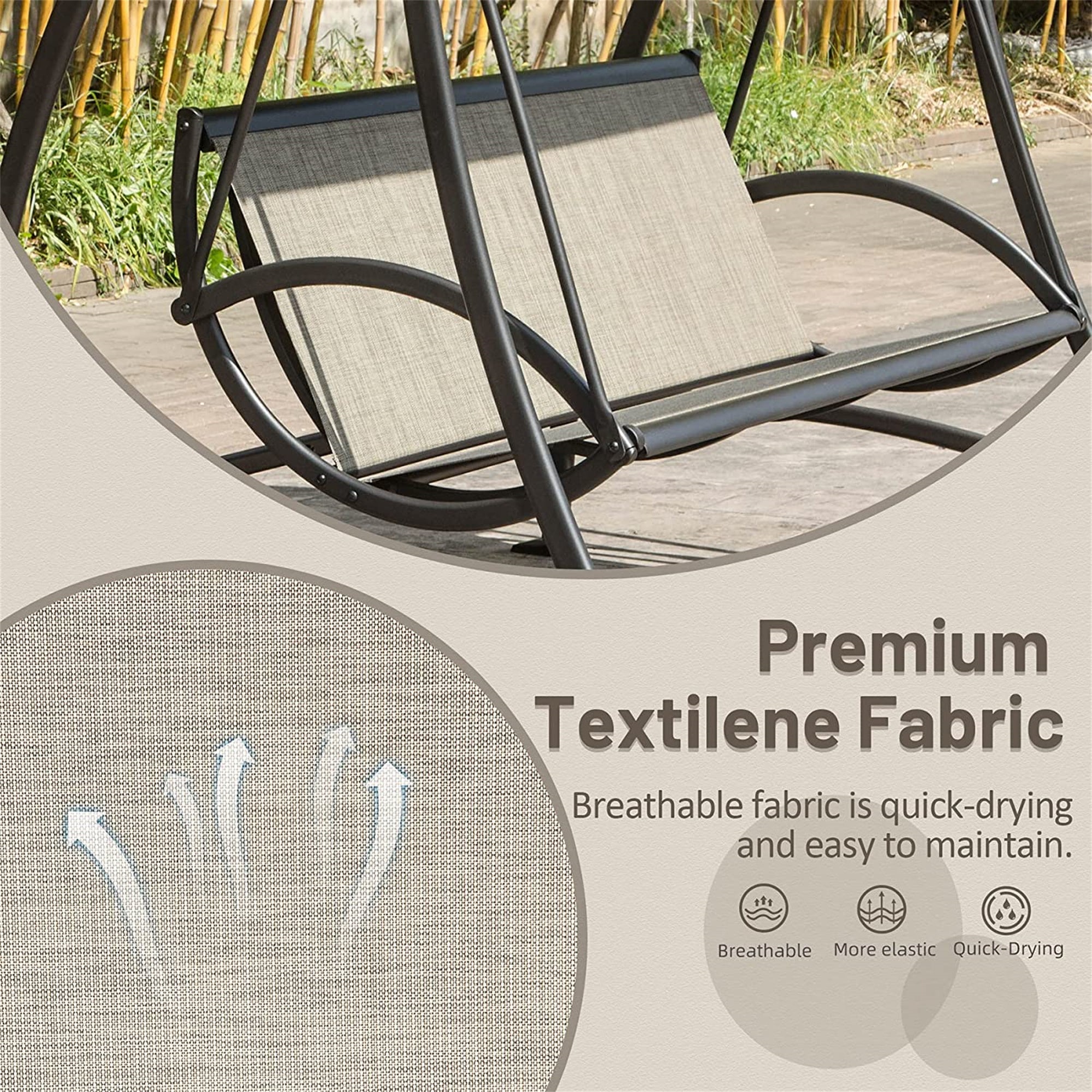 2-Seat Patio Swing Chair with Adjustable Canopy - Durable Steel Frame Outdoor Porch Swing Glider for Garden, Deck, Backyard - Perfect for Relaxing, Lounging & Enjoying Nature