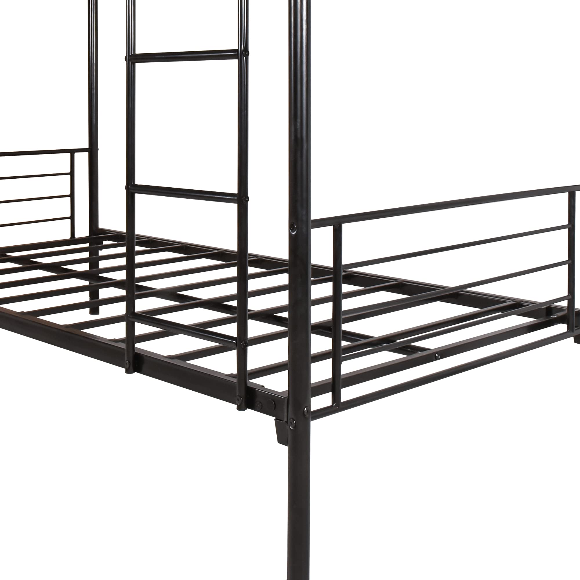 EMKK Twin Over Twin Metal Bunk Bed Frame for Kids, Teens & Adults - Sturdy Guard Rails & Ladder Included - Space Saving, Noise-Free Design - Easy Assembly, No Box Spring Needed - Perfect for Dorms, Small Bedrooms & Shared Kids' Rooms