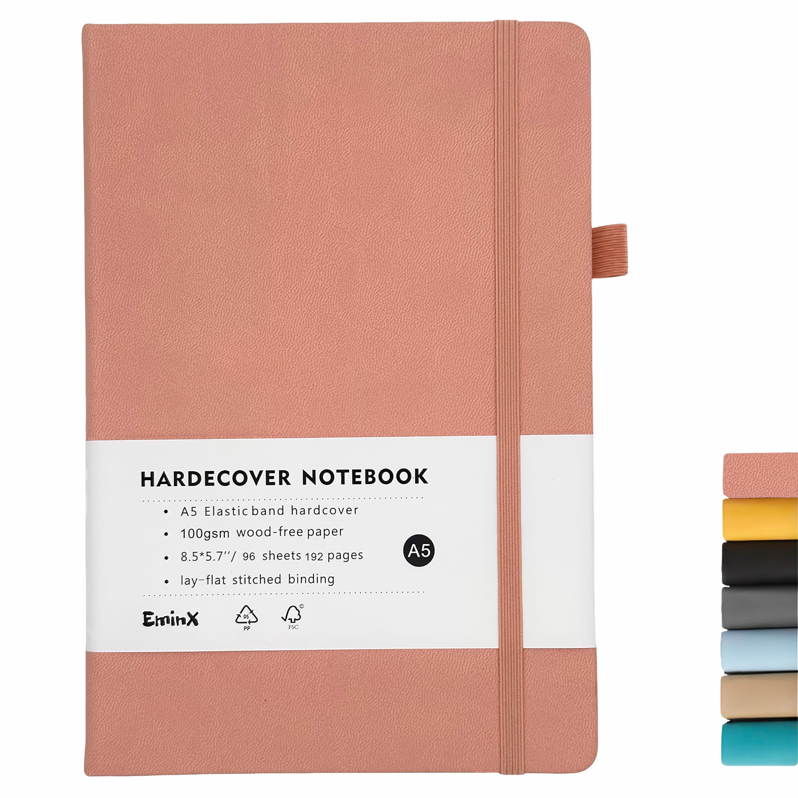 Premium Hardcover Journal Notebook - 192 Pages A5 Lined College Ruled Paper - Writing Notebook for Women, Work & School - 100GSM Thick Paper - 5.7
