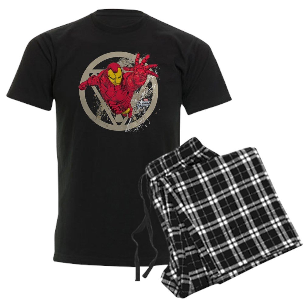 Iron Man Repulsor Men's Dark Pajama Set - Superhero Sleepwear for Marvel Fans, Comfortable Cotton Pajamas for Lounge & Movie Nights