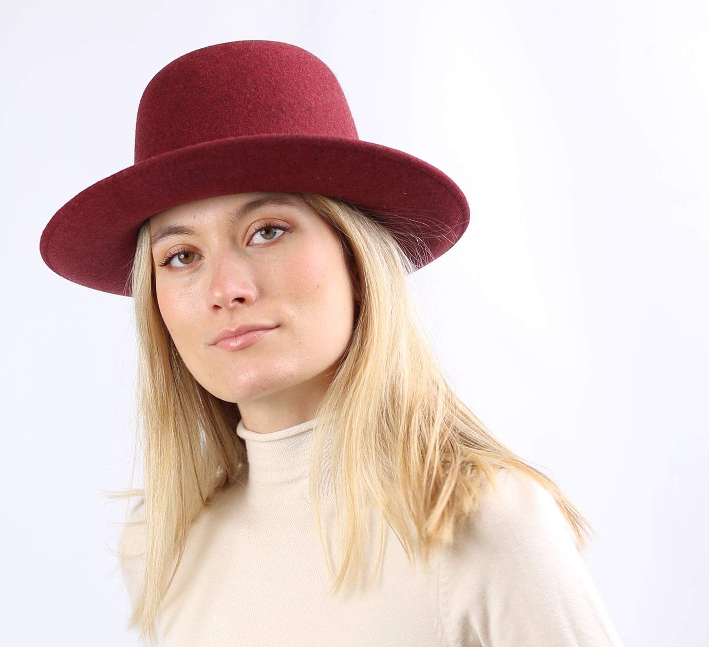 Nude Poet Wool Felt Bowler Hat - Packable, Water Repellent, Wide Brim Fedora for Men & Women - Perfect for Outdoor Events, Travel, and Fashion Accessories