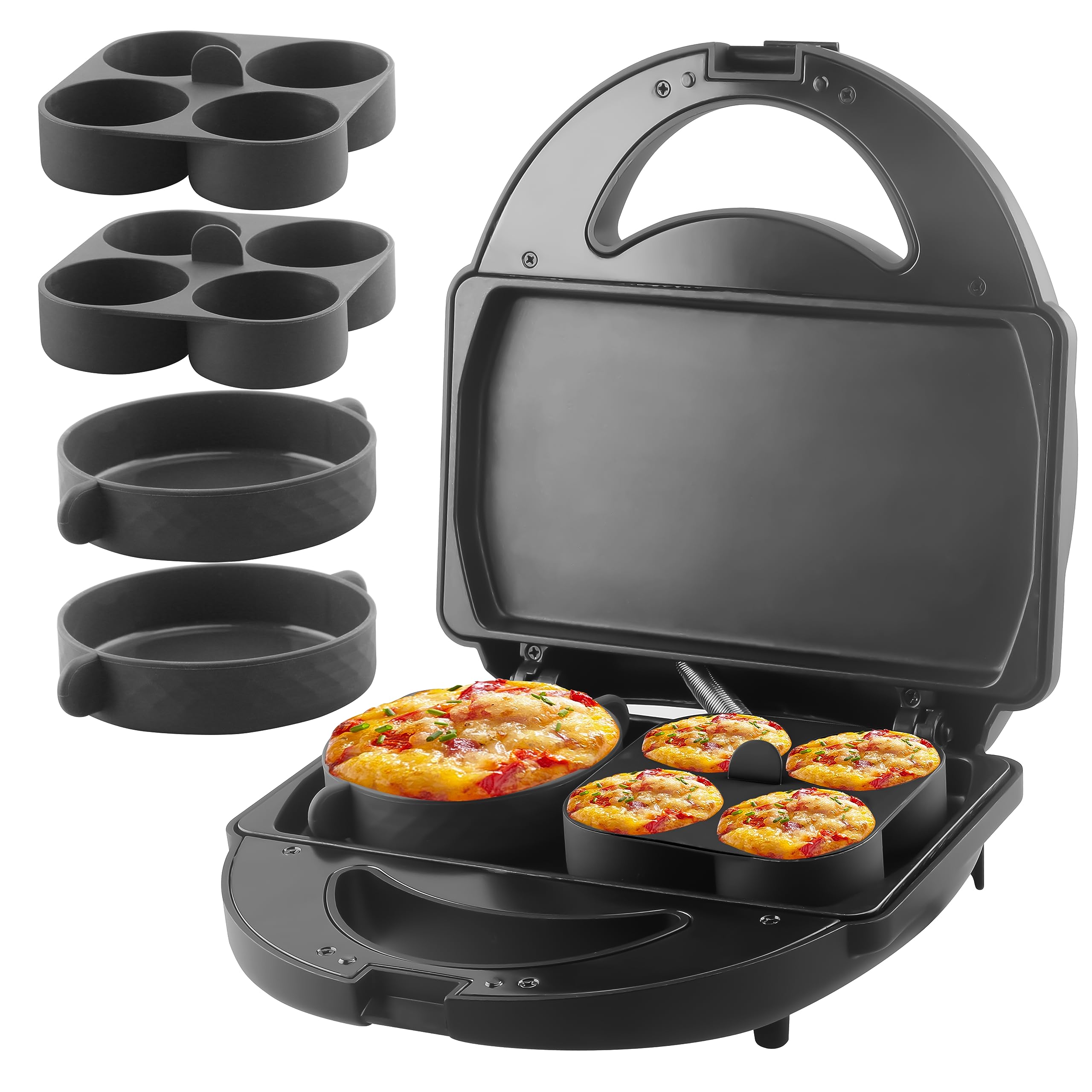 Sous Vide Egg Bite Maker with 4 Silicone Molds - Grilled Cheese & Mini Griddle for Breakfast Sandwiches, Snacks, Desserts - Makes 8 Mini & 2 Large Egg Bites - Perfect for Quick Breakfasts, Kids Lunches, and Party Appetizers