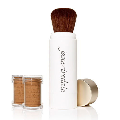 Jane Iredale Amazing Base Refillable Mineral Powder Brush with SPF 20/15 - Buildable Coverage for Flawless Makeup Application, Perfect for On-the-Go Touch Ups & Daily Sun Protection