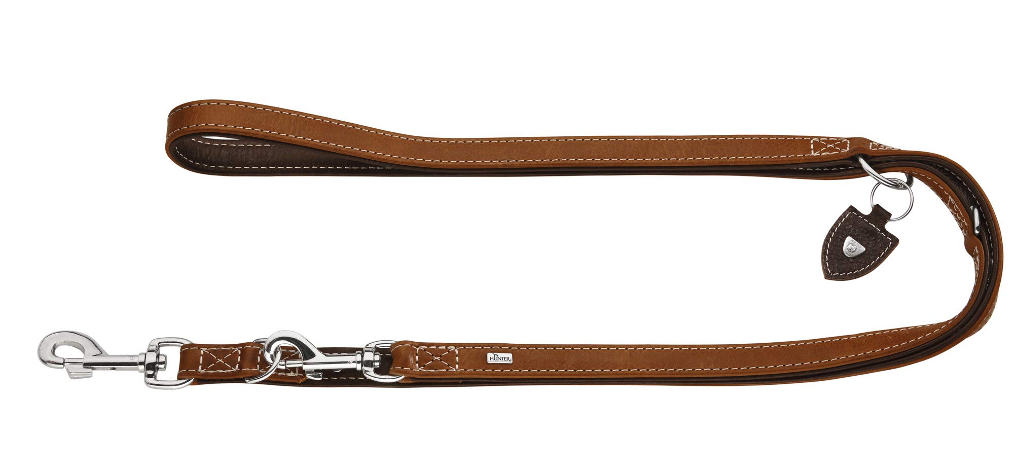 HUNTER Training Leash Tara No.20/200 - Premium Juchten Leather Dog Leash in Cognac/Dark Brown - Perfect for Obedience Training, Walking & Outdoor Adventures