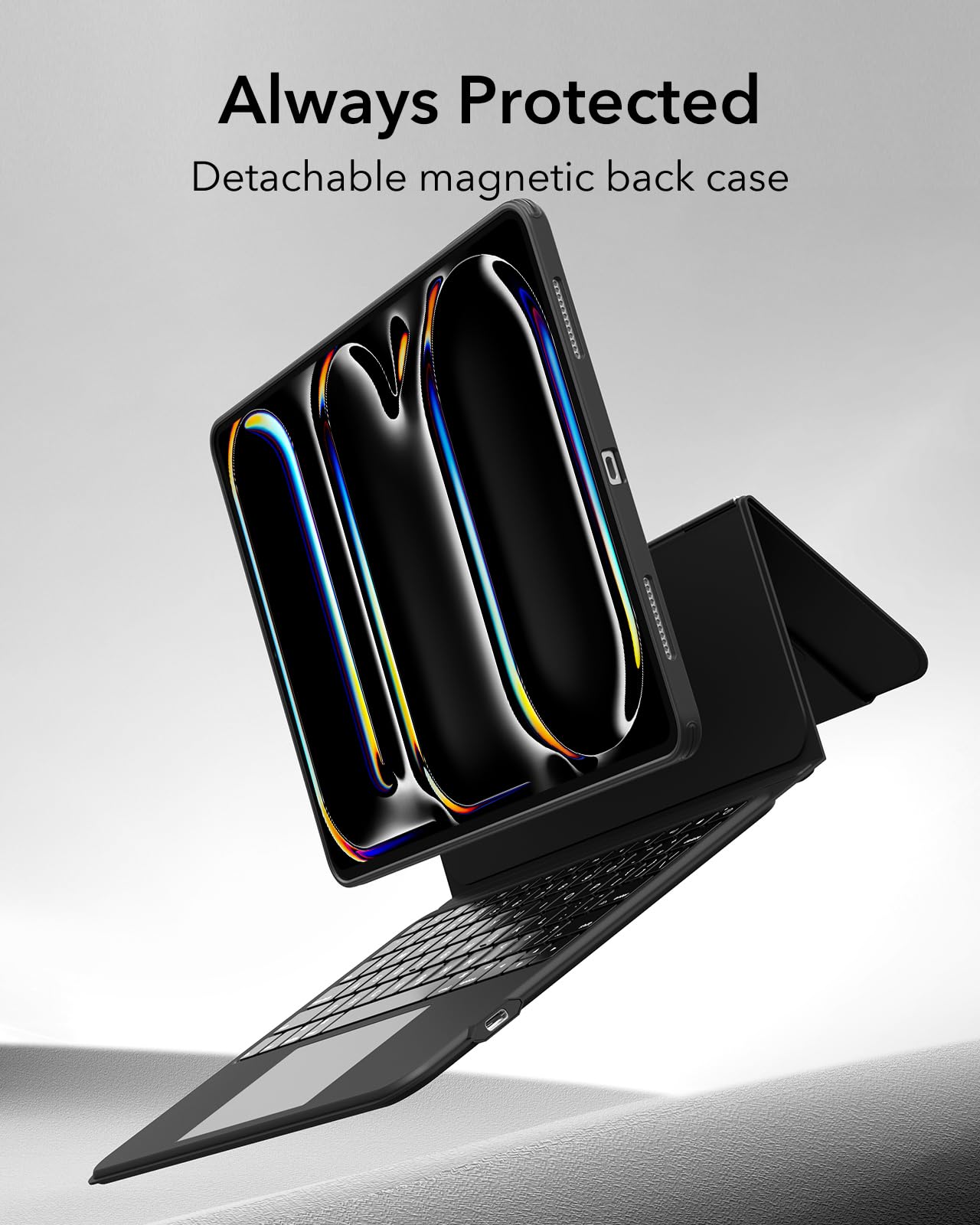 ESR Ascend iPad Pro 11 Inch Case with Magnetic Detachable Keyboard (2024 M4 Model) - Multi-Touch Trackpad, Adjustable Stand, Backlit Keys & Apple Pencil Holder | Perfect for Work, Study & Travel - Black
