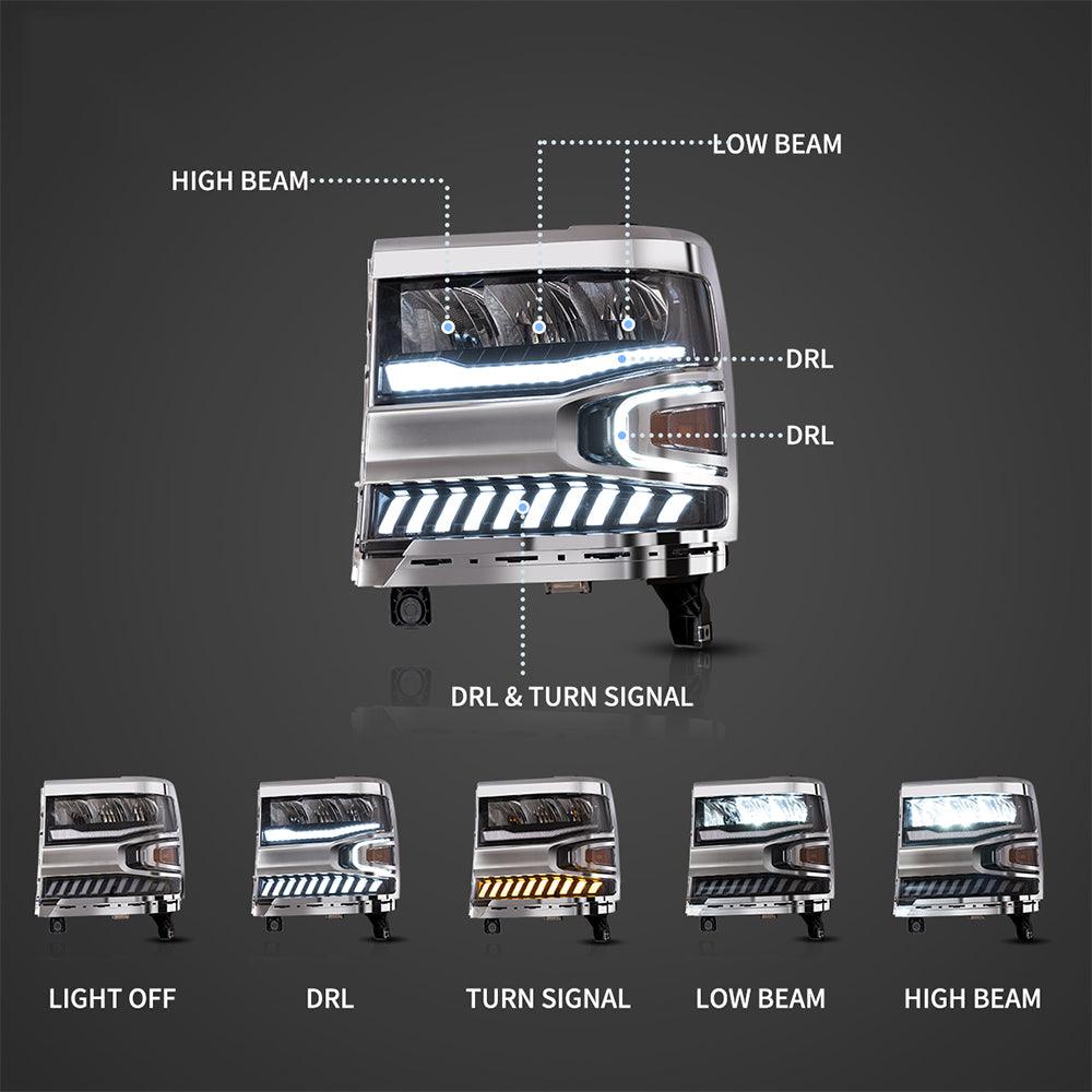 LED Headlight Assembly with Chrome Reflection Bowl for 2016-2018 Chevrolet Silverado 1500 4th Gen Facelift - Upgrade Your Truck's Night Vision for Safer Driving