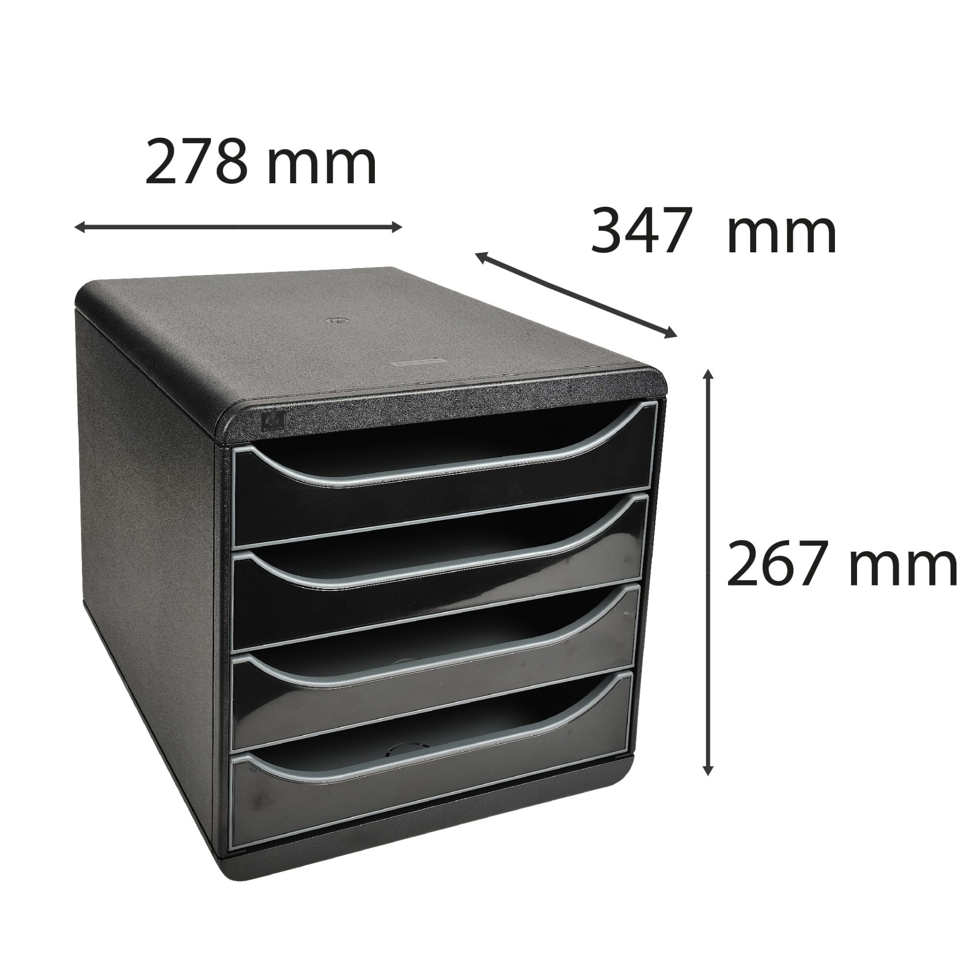 Exacompta 4-Drawer Big-Box Glossy File Cabinet - Black & Glossy Black for Office Organization & Document Storage