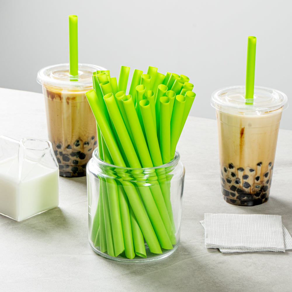 Eco-Friendly Compostable PLA/PBAT Plastic Boba Straws - 100 Count Box | Biodegradable Drinking Straws for Bubble Tea, Smoothies & Cold Drinks | Sustainable & Green Alternative to Plastic Straws