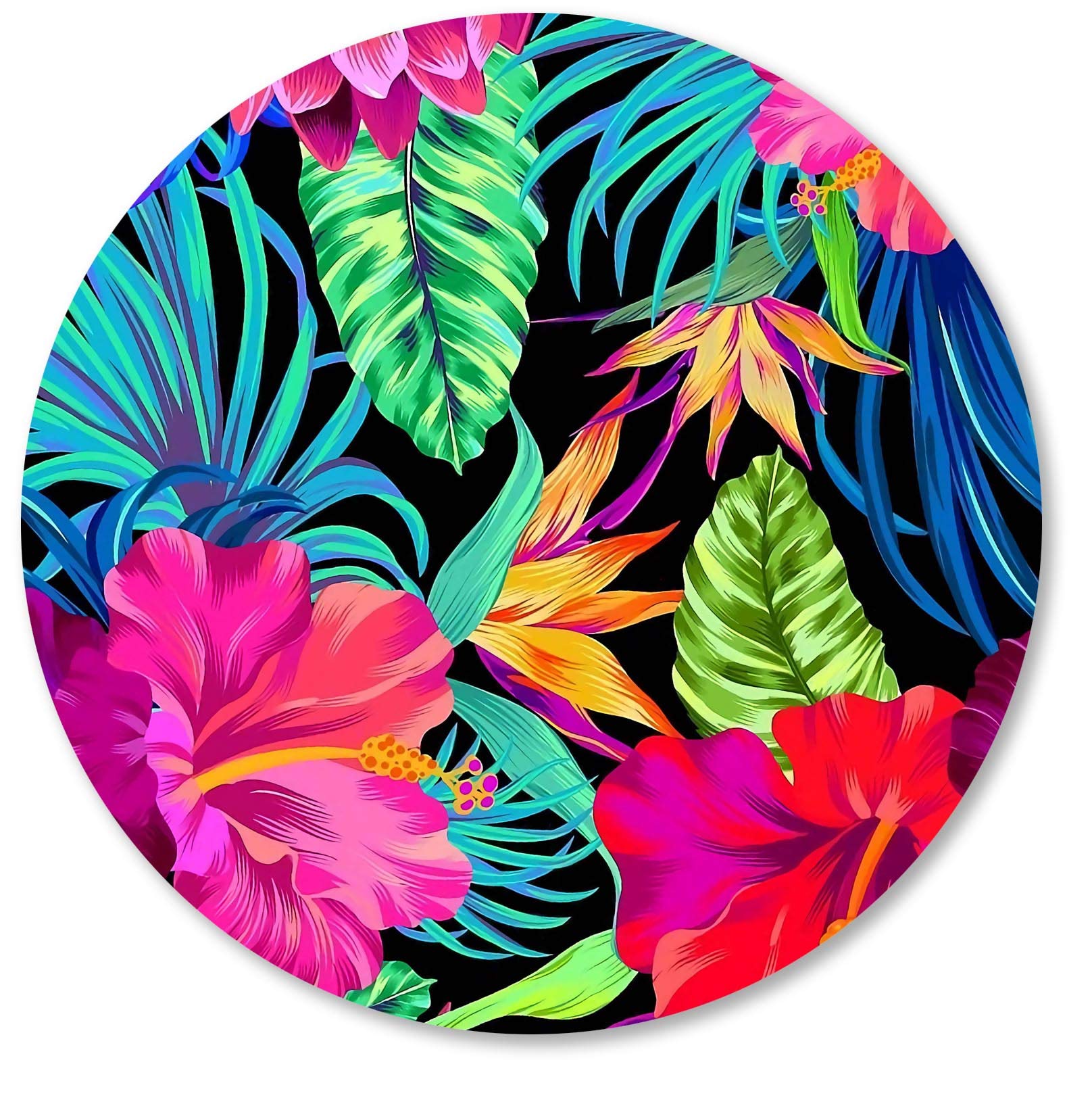 IMAYONDIA Tropical Plant Floral Mouse Pad - Colorful Round Non-Slip Rubber Base Mousepad for Laptop & Computer (7.9 x 7.9 Inch) - Perfect for Office, Gaming & Home Workspace Decor