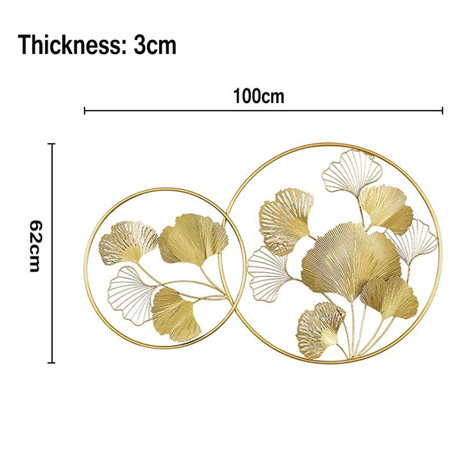 Golden Ginkgo Leaf Metal Wall Art - 62x100cm Elegant Gold Leaves Wall Decor for Living Room, Bedroom, Hotel & Cafe - Perfect for Christmas Home Decoration & Seasonal Interior Design