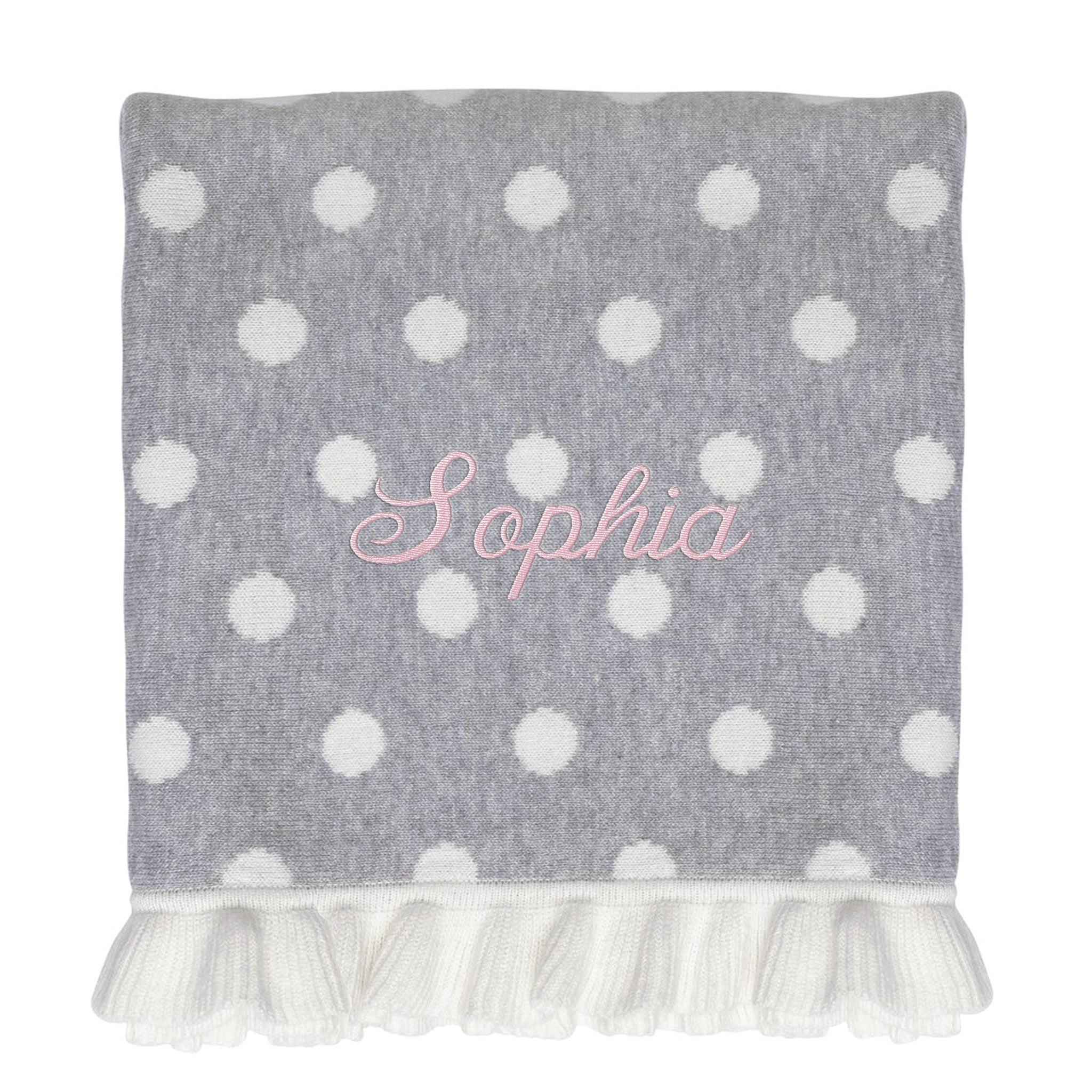 Soft Gray Polka Dot Ruffle Cotton Baby Blanket - Breathable & Cozy for Newborns, Infants & Toddlers - Perfect for Nursery, Swaddling, Stroller & Photo Shoots