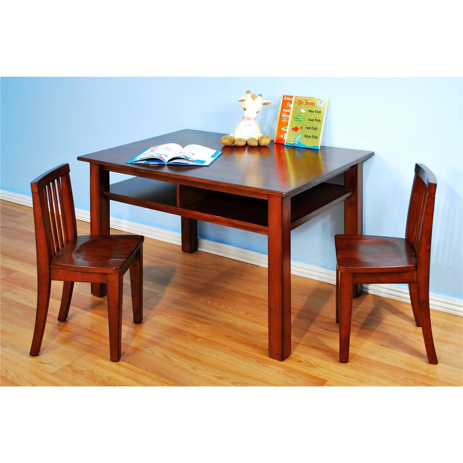 AFG Baby Furniture Table and Chair Set for Kids - Espresso Wooden Toddler Dining Set, Perfect for Playroom, Nursery or Preschool Learning Activities