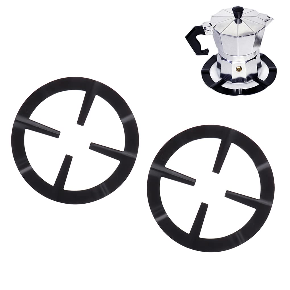 Amindz 2-Piece Moka Pot Stand, Cast Iron Wok Support, Gas Ring Reducer, Stove Top Coffee Maker Holder – Perfect for Espresso Brewing & Kitchen Cooking