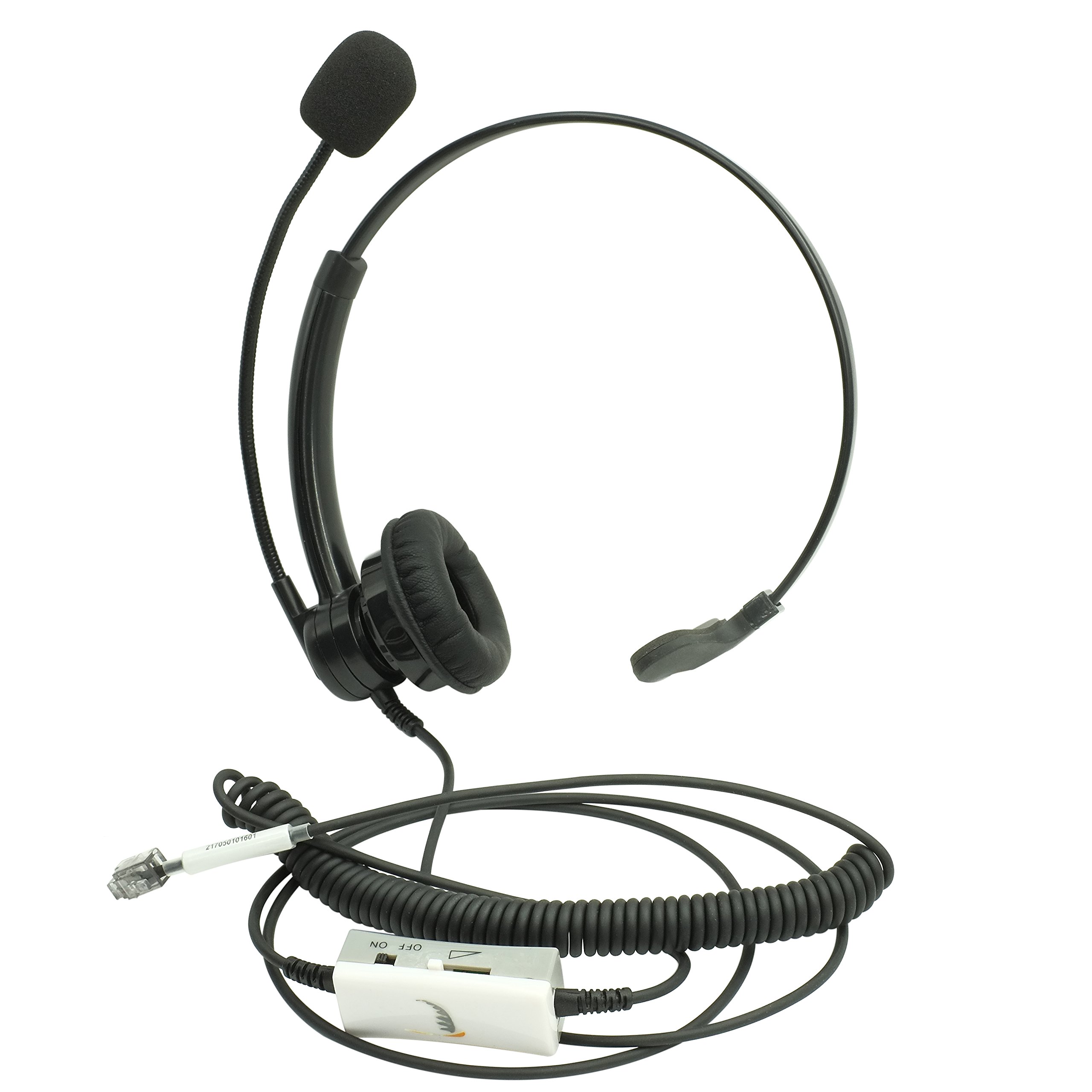 Professional Noise Canceling Headset with Rotatable Microphone Boom - Office Headphones for Call Centers, Compatible with RJ9 Jack Phones - Perfect for Customer Service, Telemarketing & Remote Work