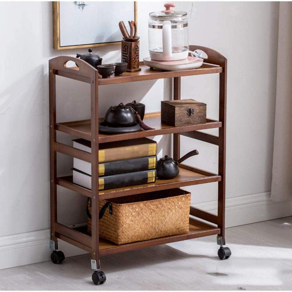 3-Tier Rolling Kitchen Cart with Storage - Mobile Serving Trolley for Catering, Living Room & Home Use - Brown Wooden Utility Cart for Dining, Entertaining & Food Display