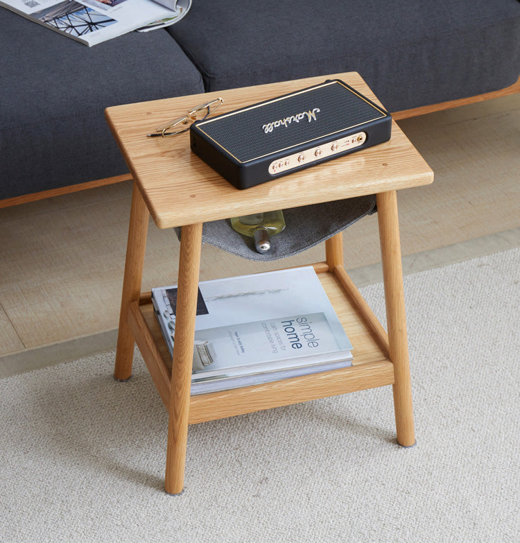 Solid Oak Wood Modern Nordic Side Table - Stylish End Table for Living Room, Bedroom, or Office - Perfect for Coffee, Books, and Decor