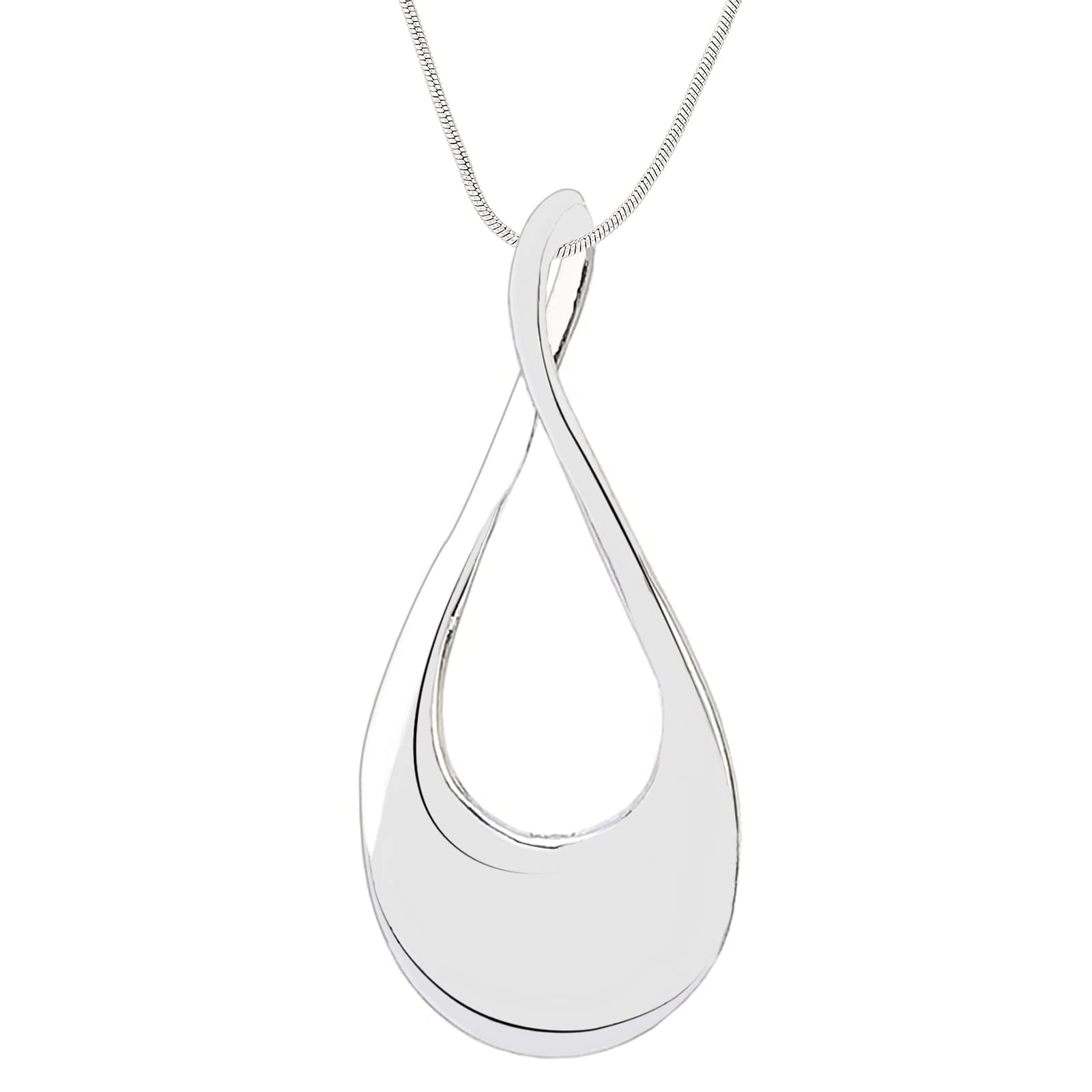 Madison Tyler Gold Plated Jewelry Set for Women | Silver Teardrop Pendant Necklace with Snake Chain | Fashion Dangle Earring Set | Trendy Layered Necklace for Party, Wedding & Everyday Wear