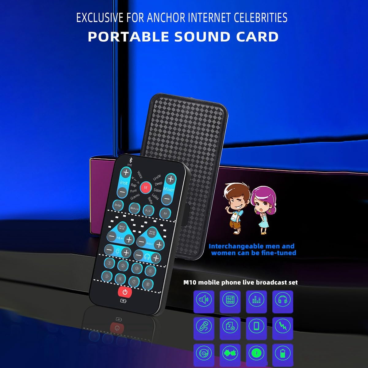 RazyPuy Mini Voice Changer Card - 16 Different Voice Effects & Multi-Language Support for Gaming, Singing, Phone Calls & Live Streaming | Perfect for Content Creators, Prank Calls & Online Entertainment