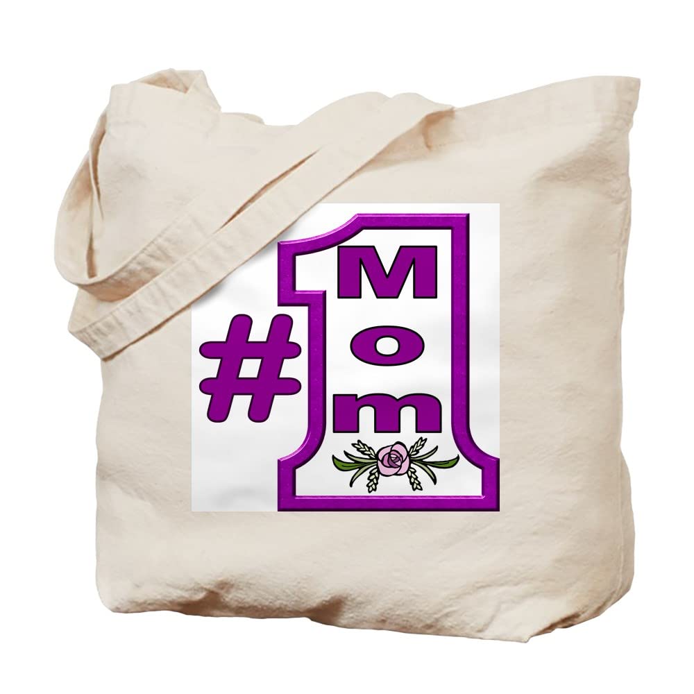 #1 Mom Tote Bag - Natural Canvas Reusable Shopping Bag for Women | Eco-Friendly Grocery Tote, Perfect for Mothers Day Gift, Beach, Work & Daily Errands