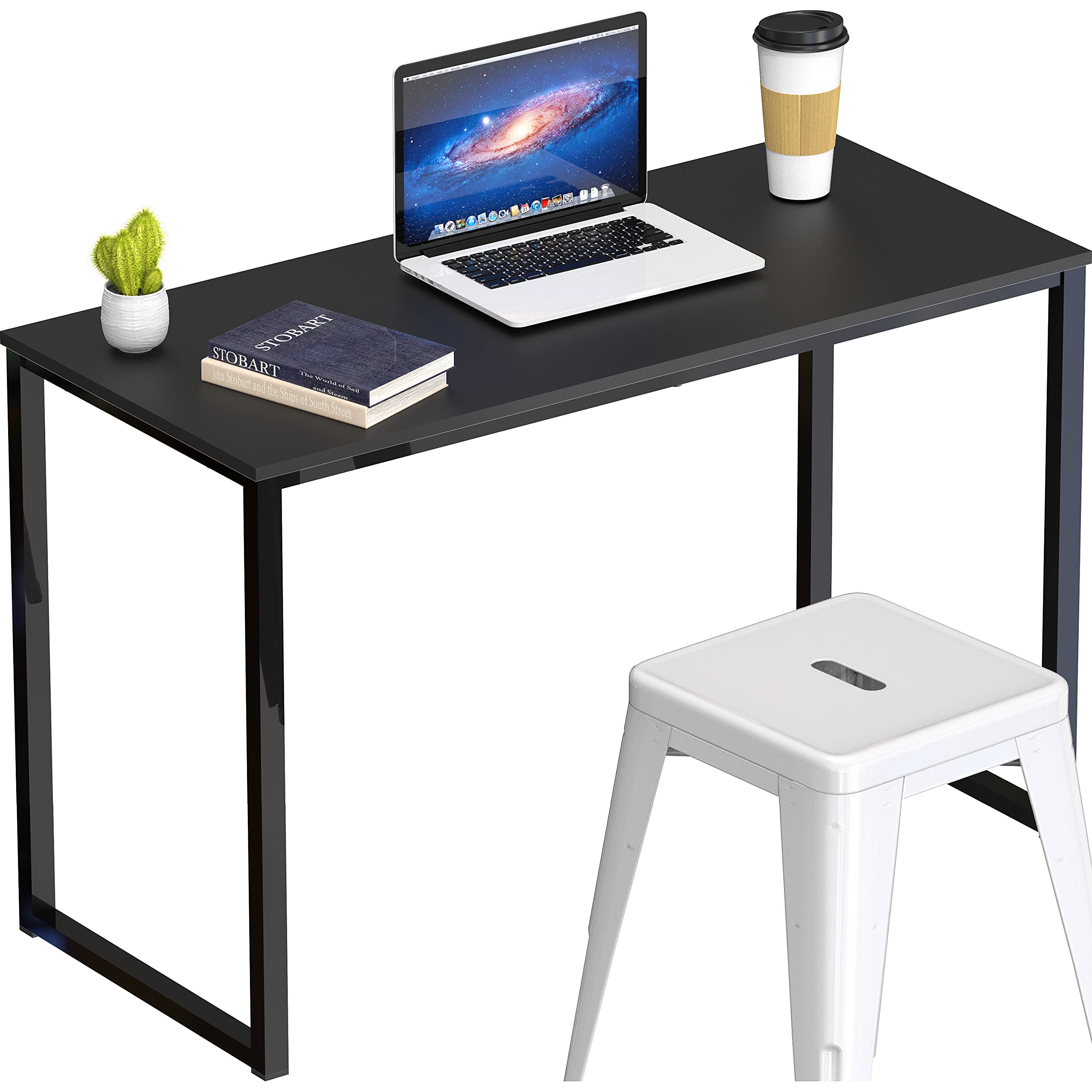 SHW Mission 32-Inch Home Office Computer Desk, Black - Modern Writing Desk for Small Spaces, Study Desk with Sturdy Metal Frame - Perfect for Remote Work, Gaming & Dorm Rooms