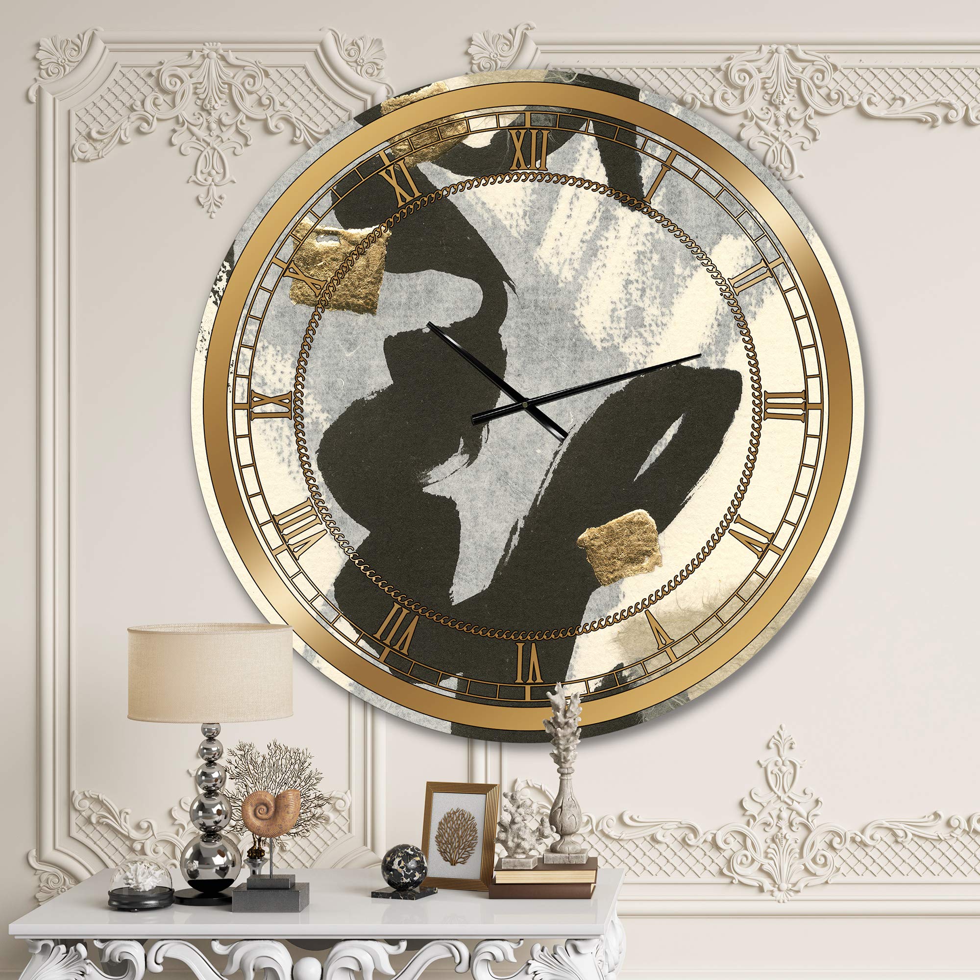 DesignQ Glam Wall Clock 'Glam Collage II' - Large Decorative Clock for Office, Living Room & Bedroom - Modern Home Décor & Stylish Wall Art