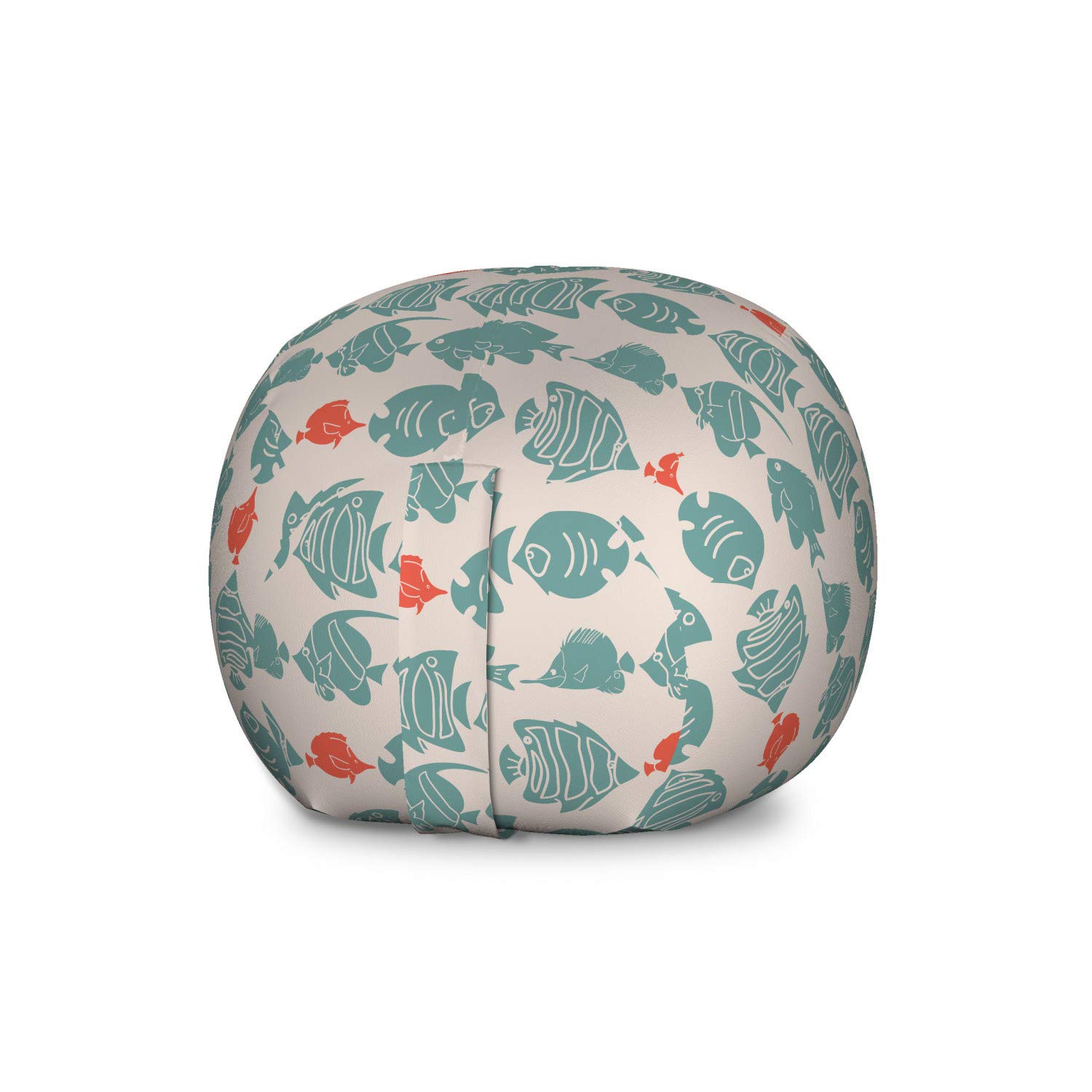 Ambesonne Nautical Toy Storage Bag Chair - Marine Themed Organizer with Underwater Animal Prints, Blue & Red Fish Design, Large Washable Stuffed Animal Holder | Perfect for Kids' Room, Playroom & Nursery Organization