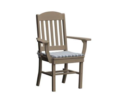 A & L Furniture Classic Dining Chair with Arms - Sturdy Wooden Dining Room Chair for Kitchen, Restaurant, and Home Decor