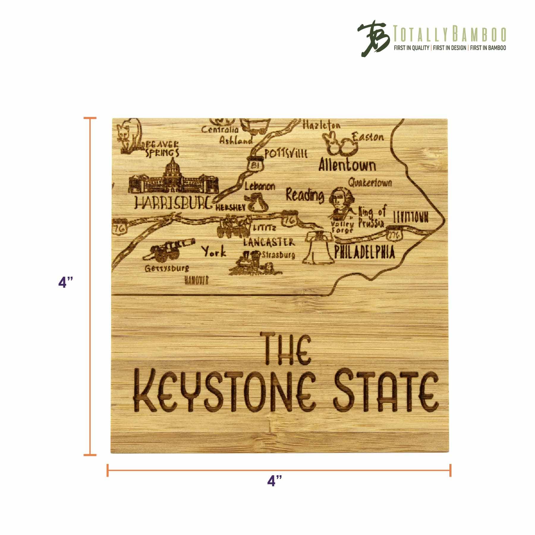 4 Piece Pennsylvania Puzzle Coaster Set with Storage Case - Fun State-Themed Drink Coasters for Home, Office, or Gifts