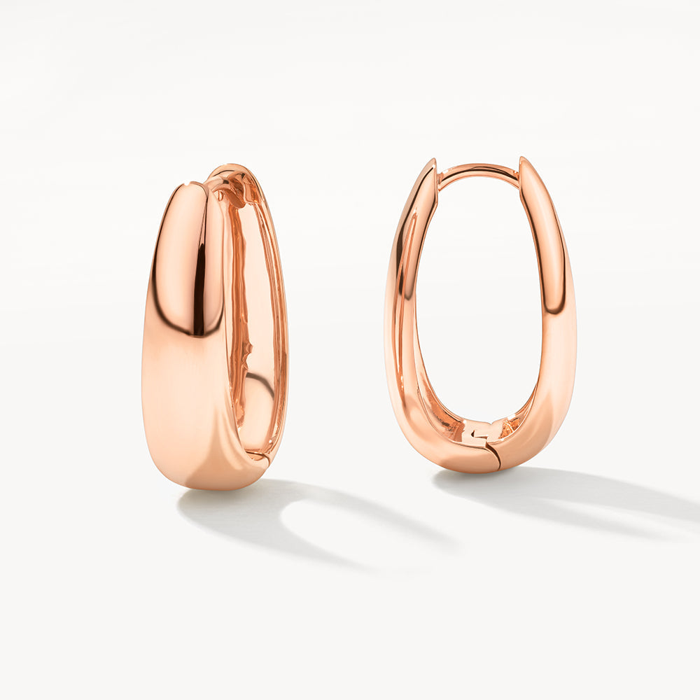 Rose Gold Elongated Dome Hoop Earrings for Women - Elegant Dangle Earrings for Parties, Weddings & Everyday Wear