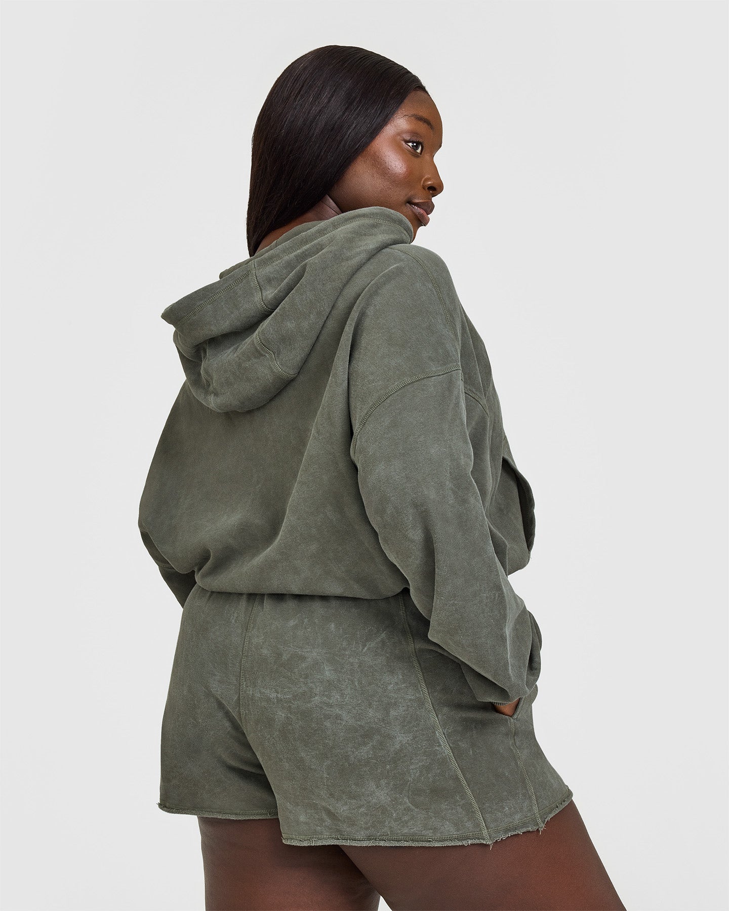 Raw Lounge Oversized Zip Hoodie for Men & Women - Soft Washed Dark Khaki Pullover | Cozy Casual Wear for Home, Gym & Street Fashion