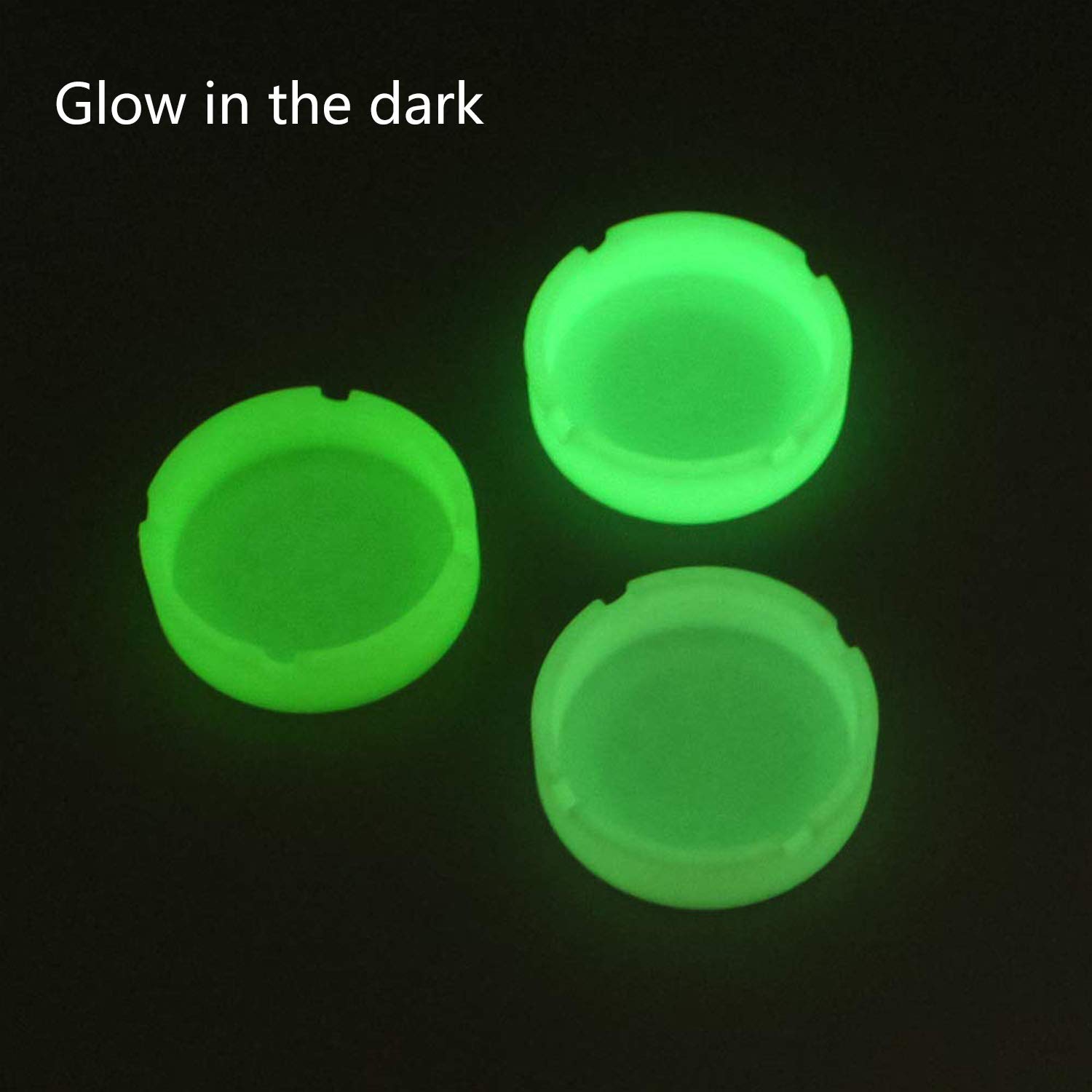 InnoLife Glow in The Dark Silicone Ashtray - Heat Resistant, Round, Luminous (3 Pack) - Perfect for Smoking, Camping, and Outdoor Use