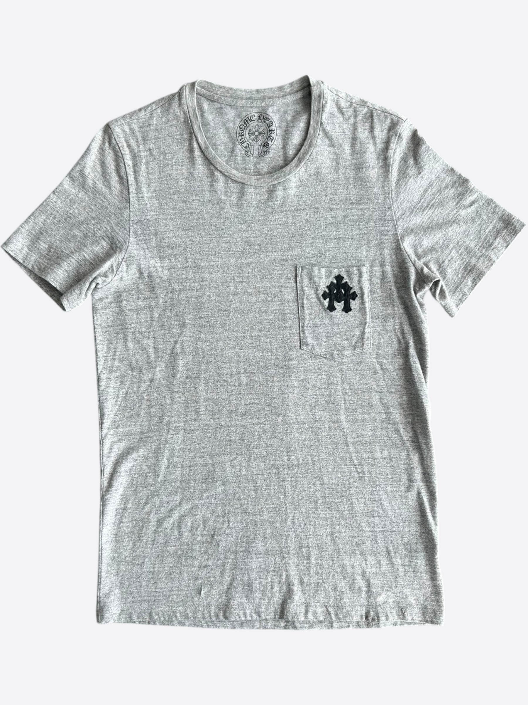 Chrome Hearts Grey & Black Leather Triple Cross T-Shirt for Men - Gothic Streetwear Fashion for Casual Outfits & Night Out
