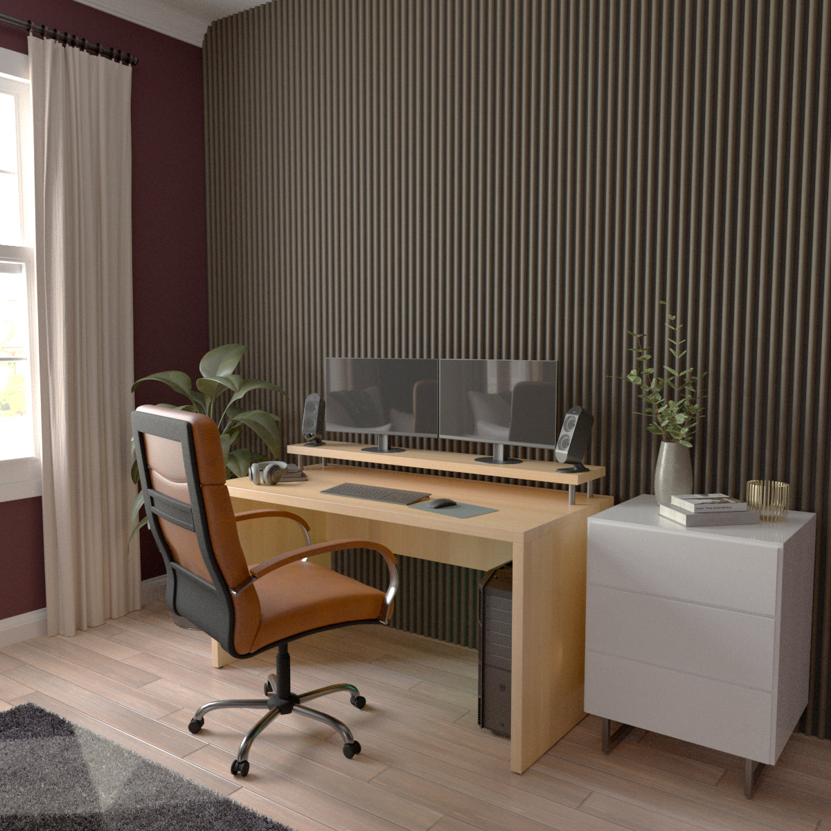Acoustic Slat Wood Wall Panel - Half Round Slats for Home Theater, Office & Studio Soundproofing | Natural Wood Wall Decor