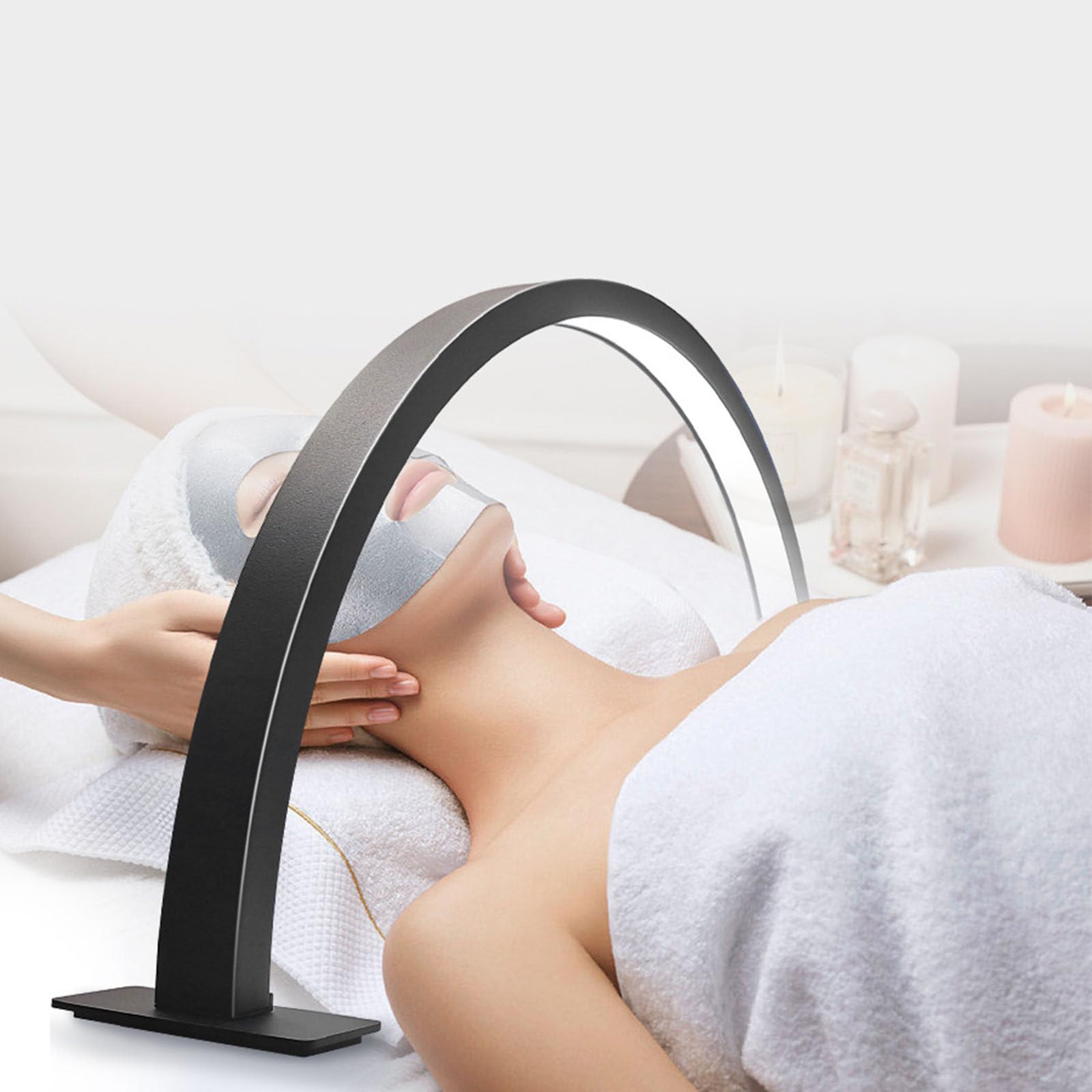 Dimmable LED Half Moon Nail Lamp 3000-6000K - Eyebrow Beauty Light & Desk Lamp for Nail Salon, Home Manicure, Makeup Vanity (Black, Small) - Perfect for Professional Nail Techs & DIY Manicures at Home