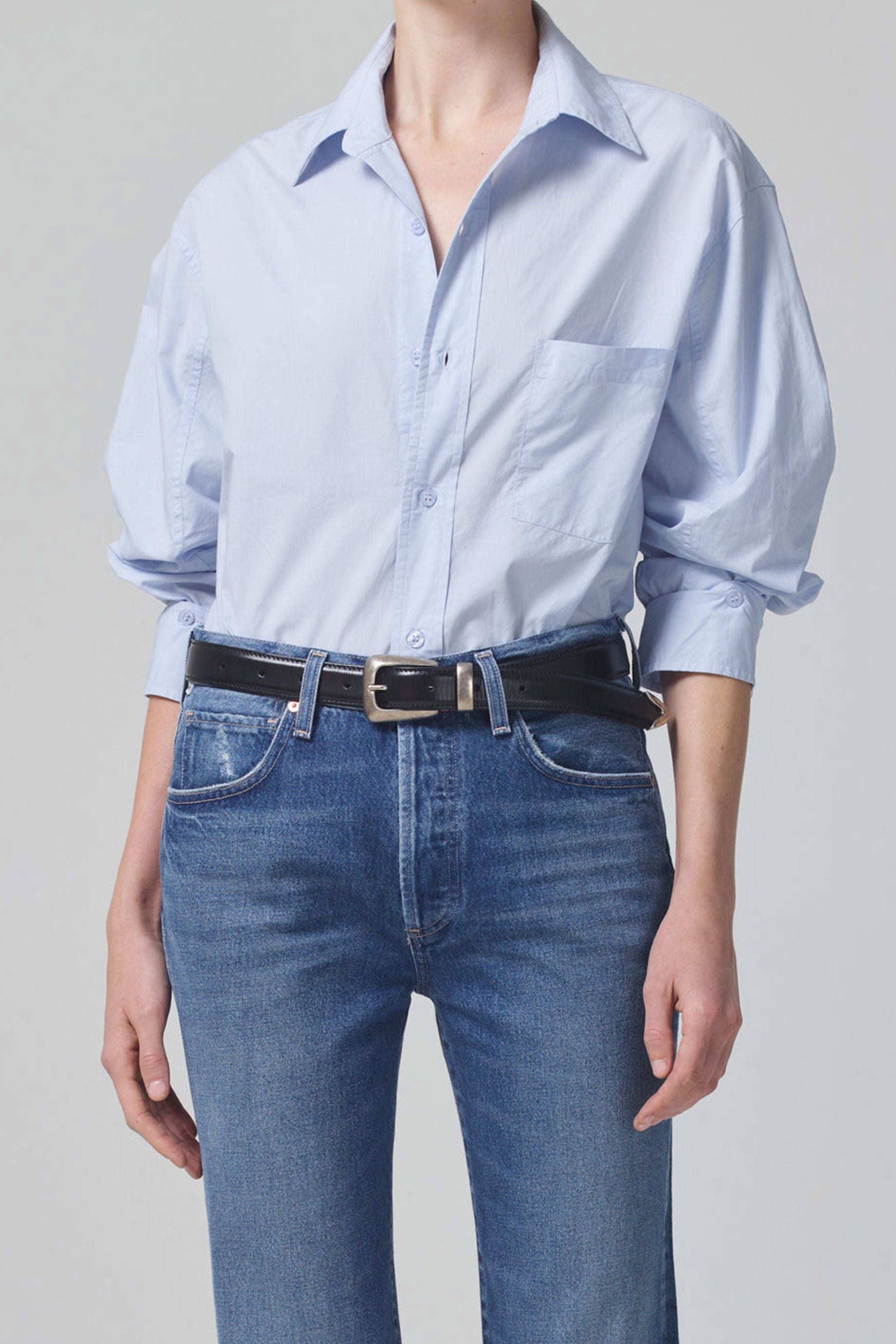 Citizens of Humanity Kayla Shirt - Women's Casual Button Down Shirt in Classic Blue | Perfect for Office Wear, Weekend Outings & Date Nights