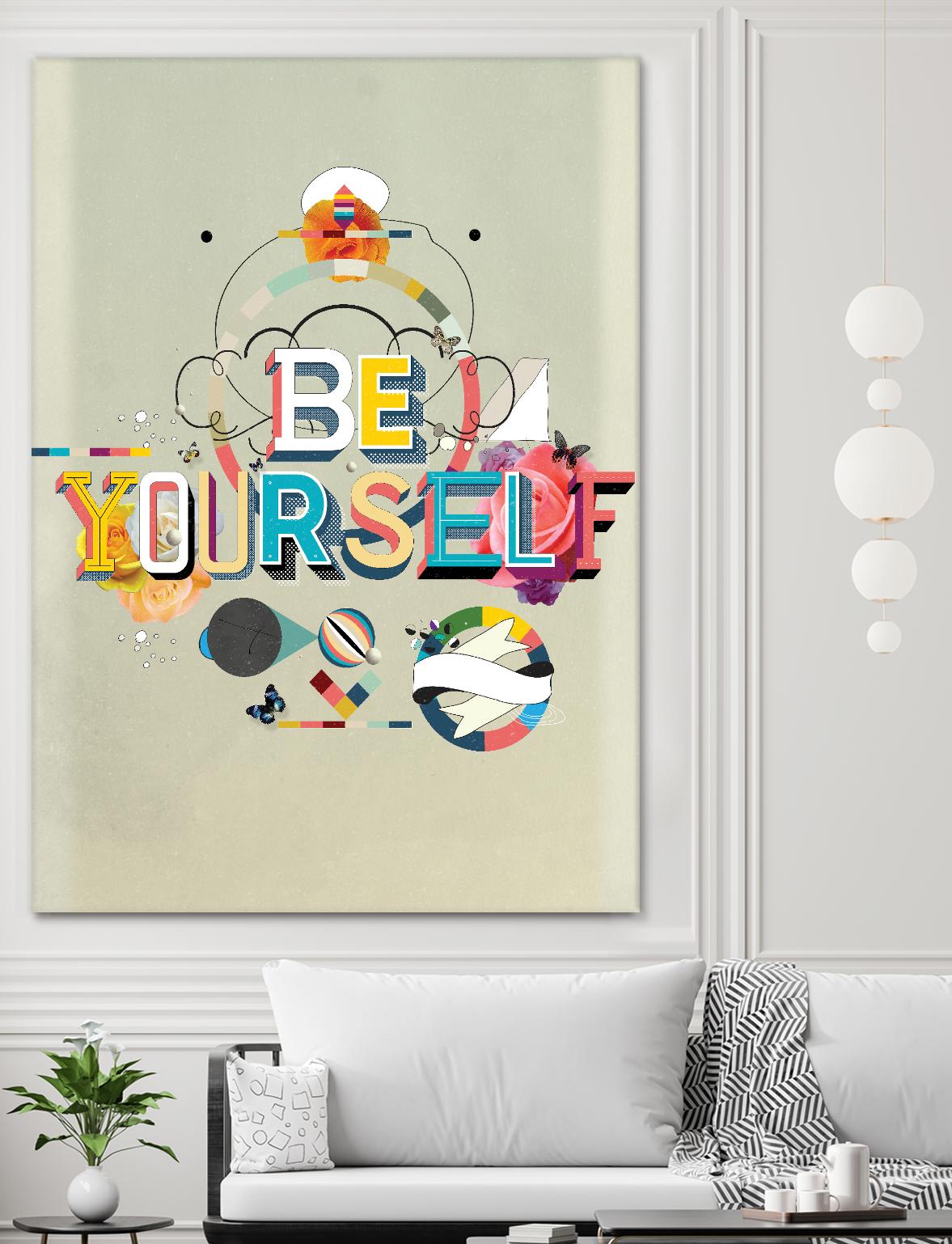 Be Yourself - Inspirational Motivational Quote Wall Art for Home & Office Decor - Perfect for Living Room, Bedroom, or Workspace