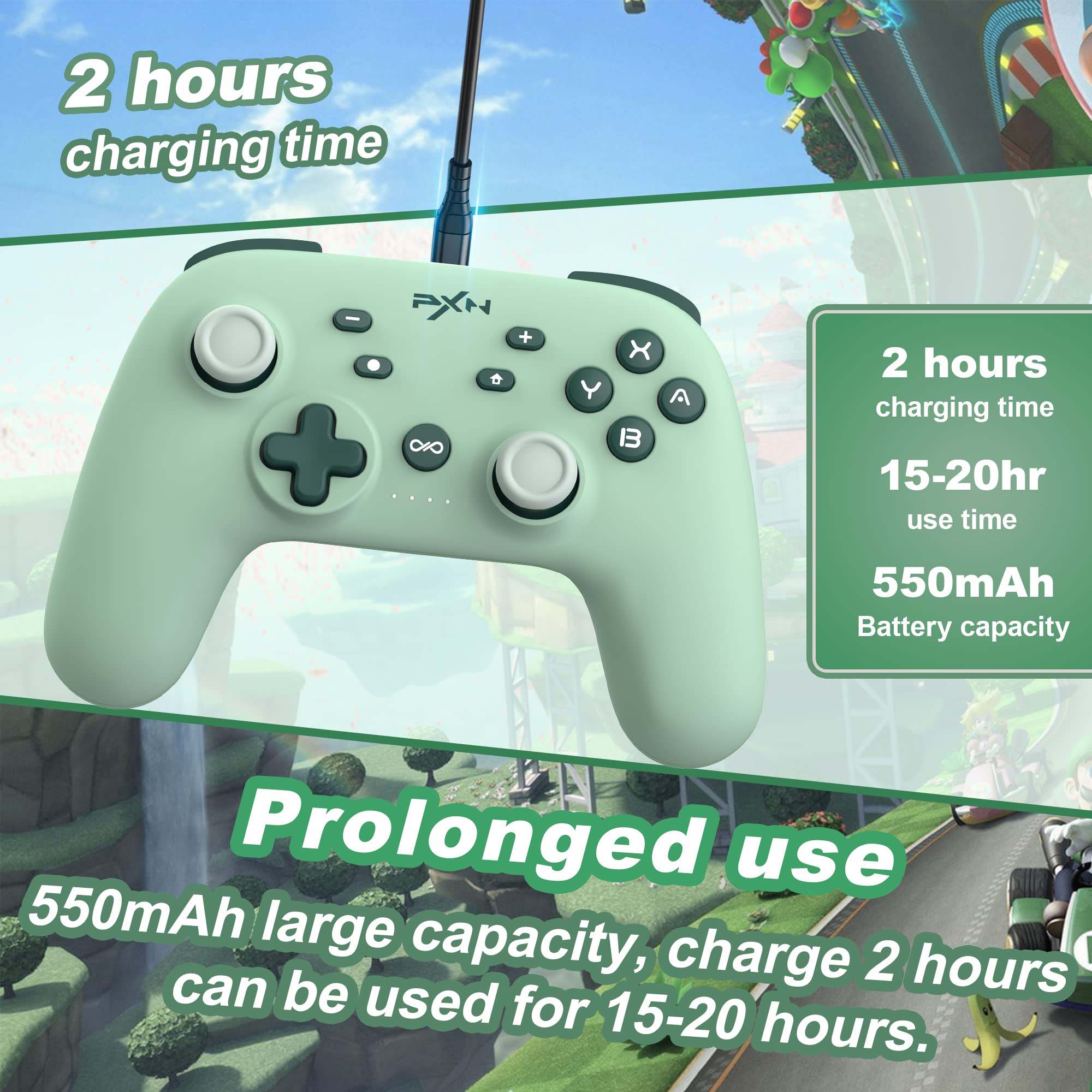 PXN Wireless Pro Controller for Nintendo Switch/Switch Lite/Switch OLED - Programmable Turbo, Gyro, Vibration, Wake-Up Function, APP Support - Perfect for Gaming, Travel & Multiplayer Sessions