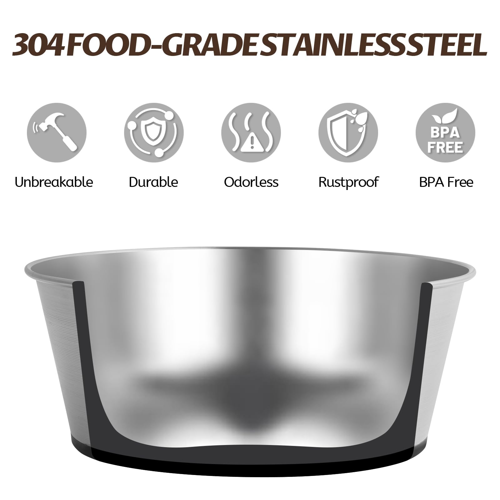 **Stainless Steel Dog Bowls for Large Dogs - 2 Pack, 64oz/8 Cups Non-Slip Pet Food & Water Bowls, Heavy Duty & Dishwasher Safe - Perfect for Indoor & Outdoor Use**
