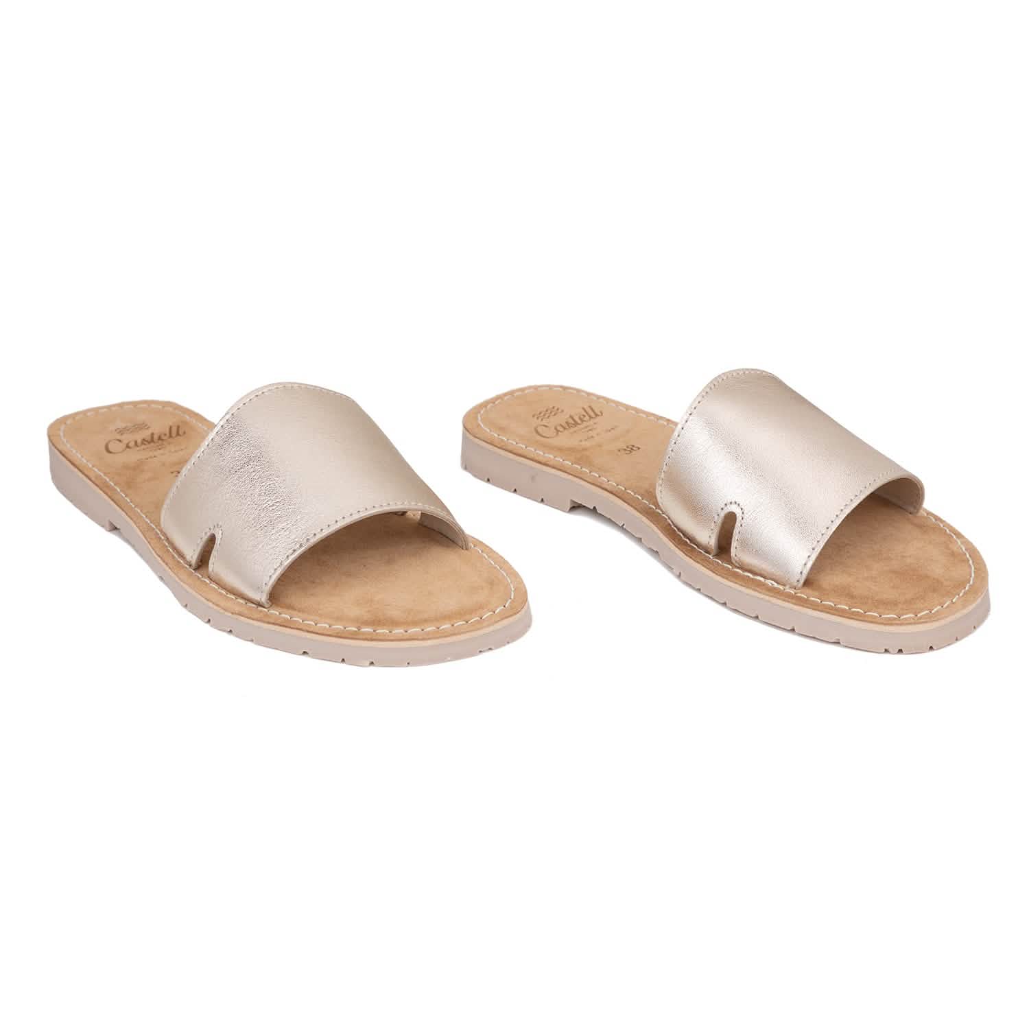 Metallic Leather Menorcan Sandals for Women - Open Toe Comfortable Beach Sandals with Shark ST 2360 A Design | Perfect for Summer Vacations, Beach Outings and Casual Wear