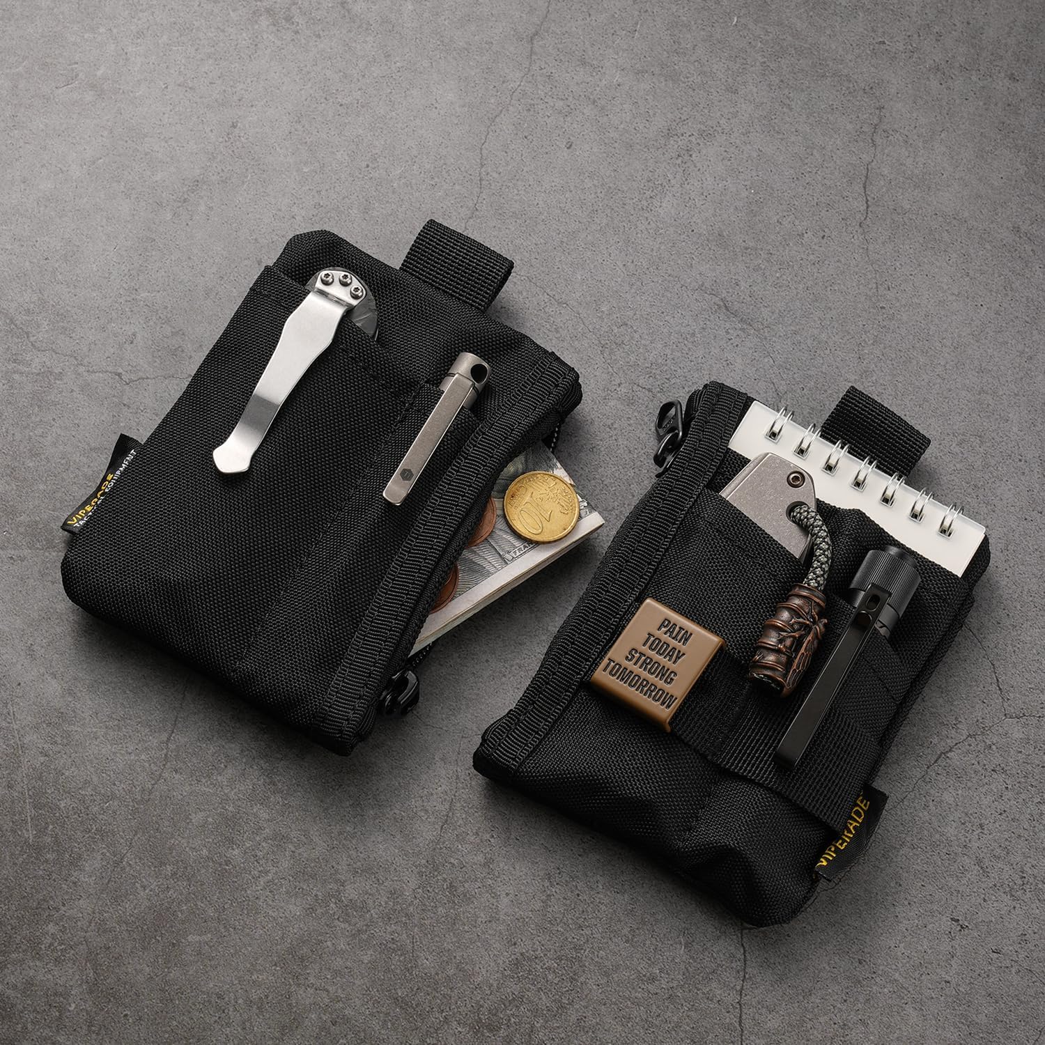 VIPERADE VE28 6-in-1 Mini EDC Pouch Organizer with 6 Pockets - Compact Multitool Keychain Wallet for Men - Perfect for Everyday Carry, Travel, Hiking & Backpack Accessories