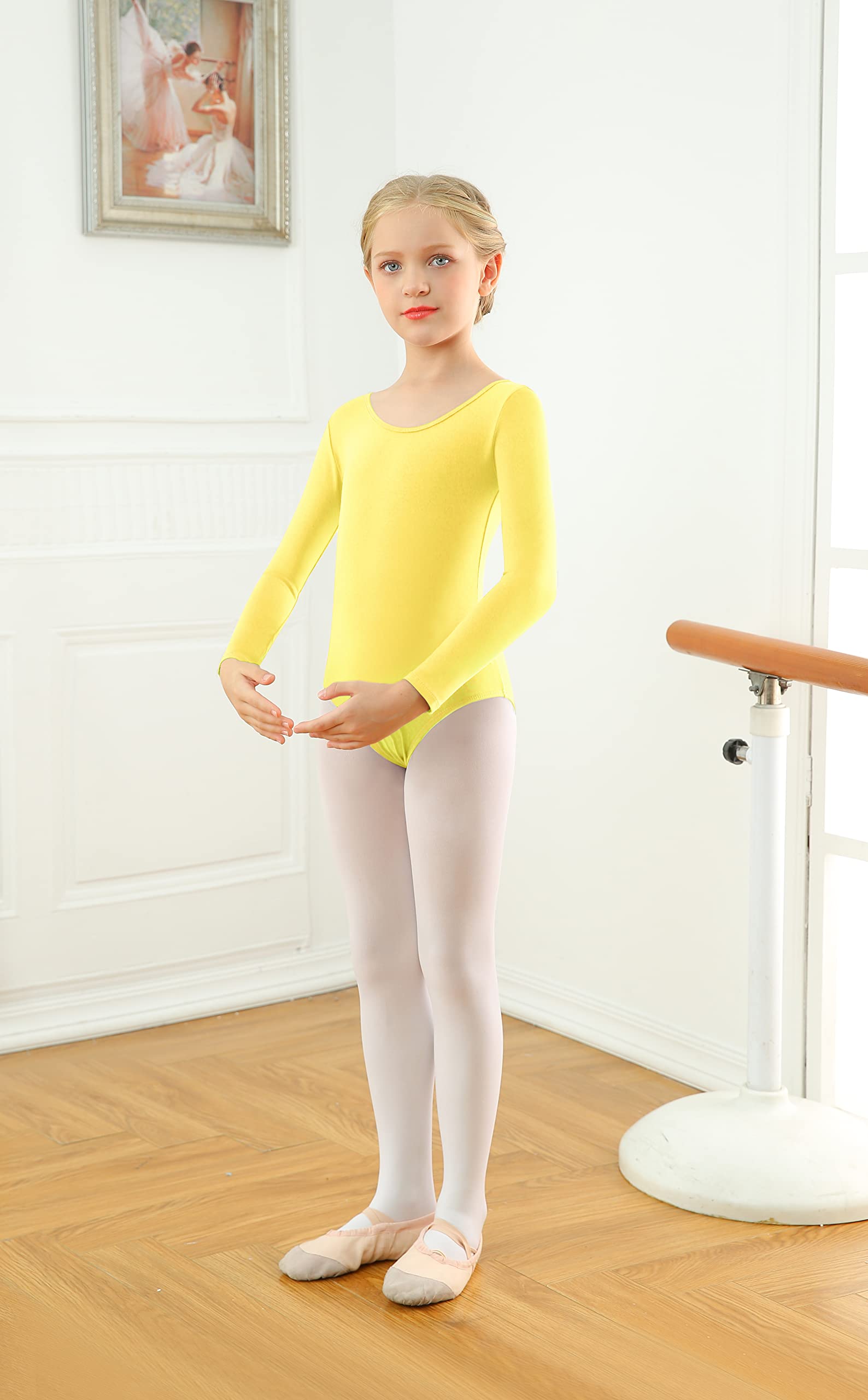 DANSHOW Girls' Long Sleeve Leotard - Toddler Ballet Dance Gymnastics Outfit - Stretchy Comfortable Performance Wear for Recitals, Practice & Competition