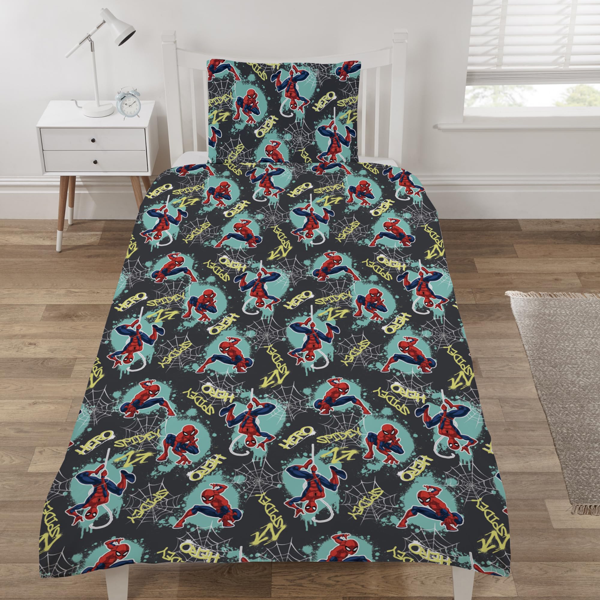 Spider-Man Reversible Duvet Cover Set for Kids - Single Size with Pillowcase | Marvel Superhero Bedding for Boys & Girls | Perfect for Themed Bedrooms & Sleepovers
