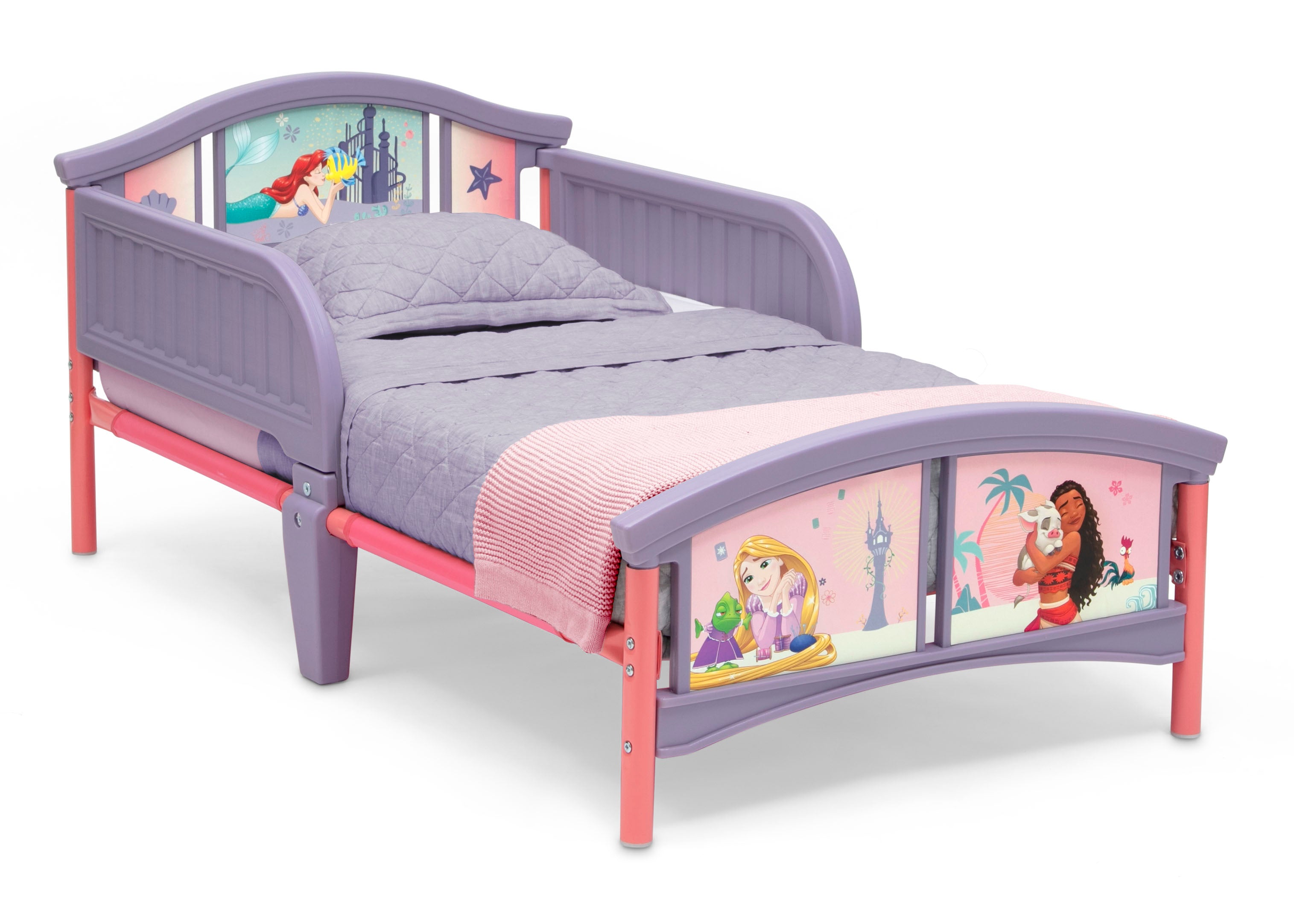 Princess Plastic Toddler Bed for Girls - Lightweight Kids Bed with Safety Rails - Perfect for Nursery, Daycare & Sleepovers