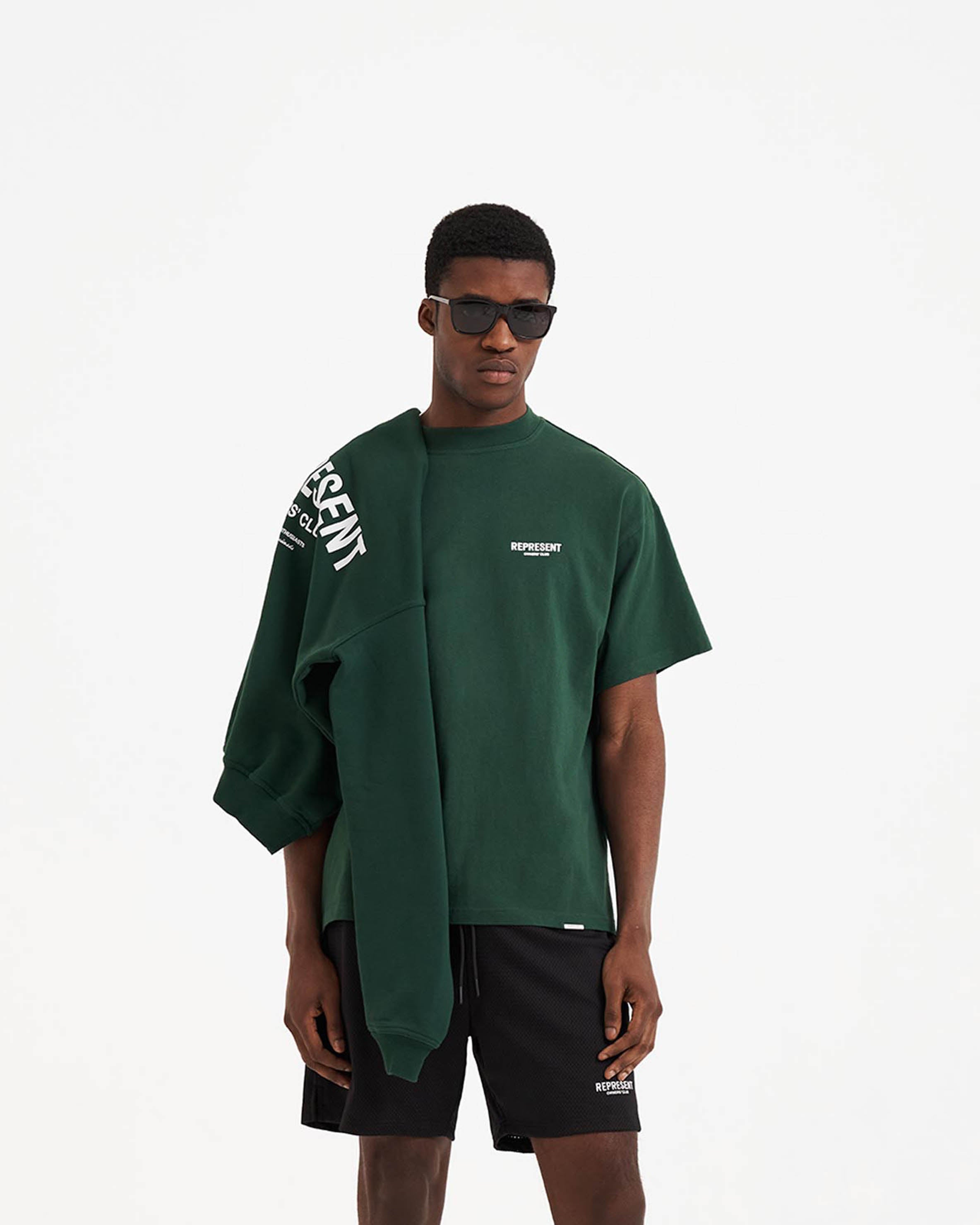 Represent Owners Club T-Shirt - Premium Cotton Men's Tee in Racing Green | Casual Streetwear & Lounge Comfort