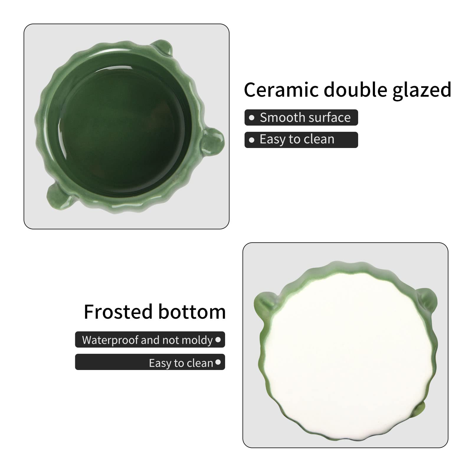 BUCATSTATE 2-Pack Ceramic Hamster Food Bowl - Waterproof Small Animal Feeding Dish for Hamsters, Guinea Pigs, Birds & Chipmunks | Durable Cactus Design Pet Bowl for Cage, Terrarium & Outdoor Use