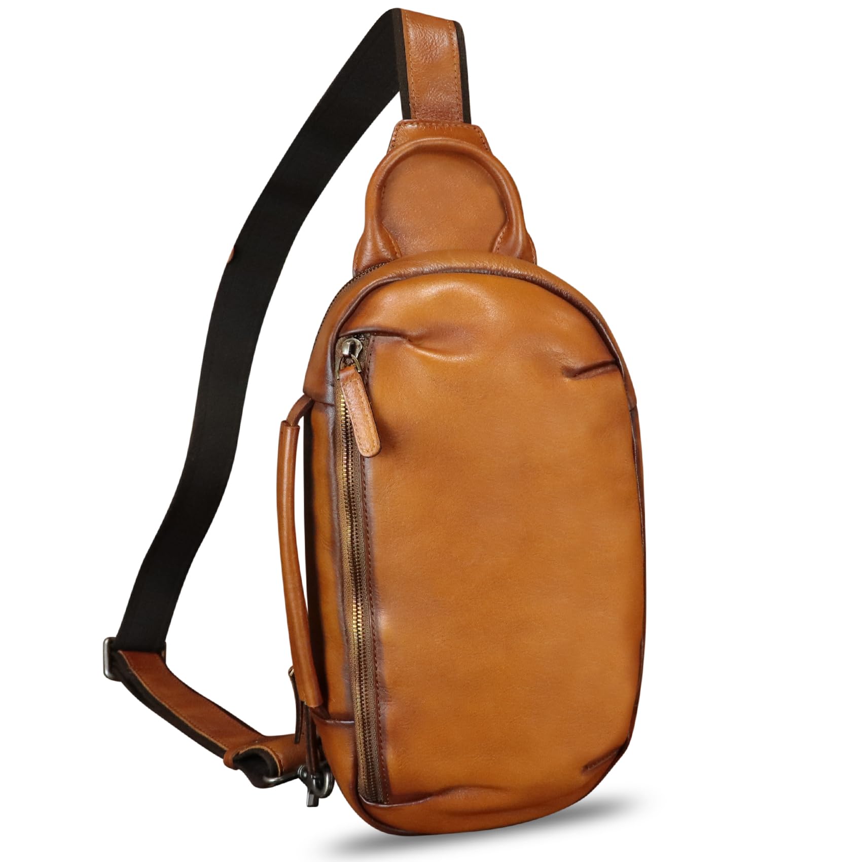 Genuine Leather Crossbody Sling Bag - Hand Painted Retro Shoulder Bag for Women & Men | Perfect for Travel, Work, and Everyday Use