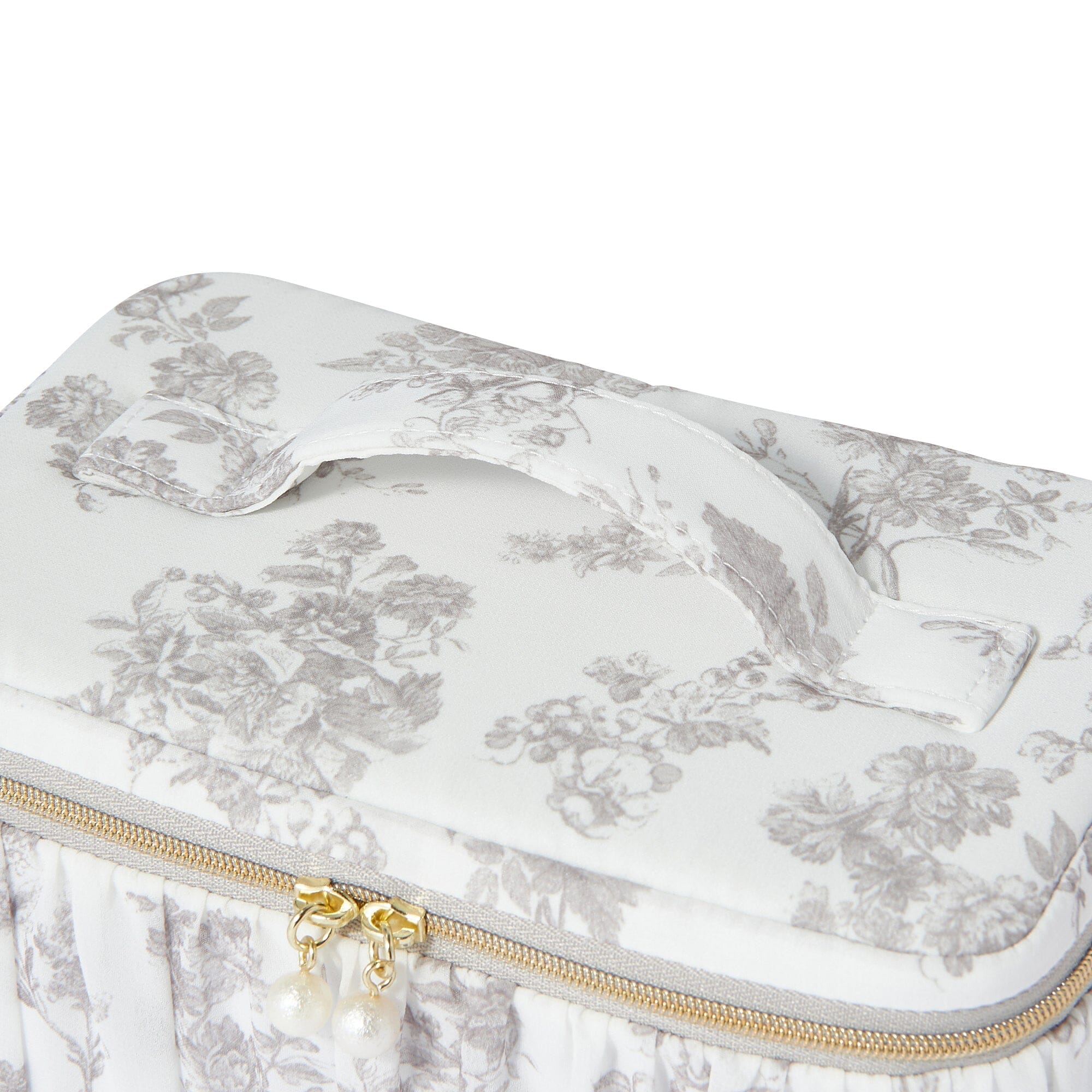 Elegant Small Beige Classic Flower Vanity Pouch for Women - Perfect for Makeup, Jewelry & Travel Essentials | Vintage Cosmetic Bag Organizer